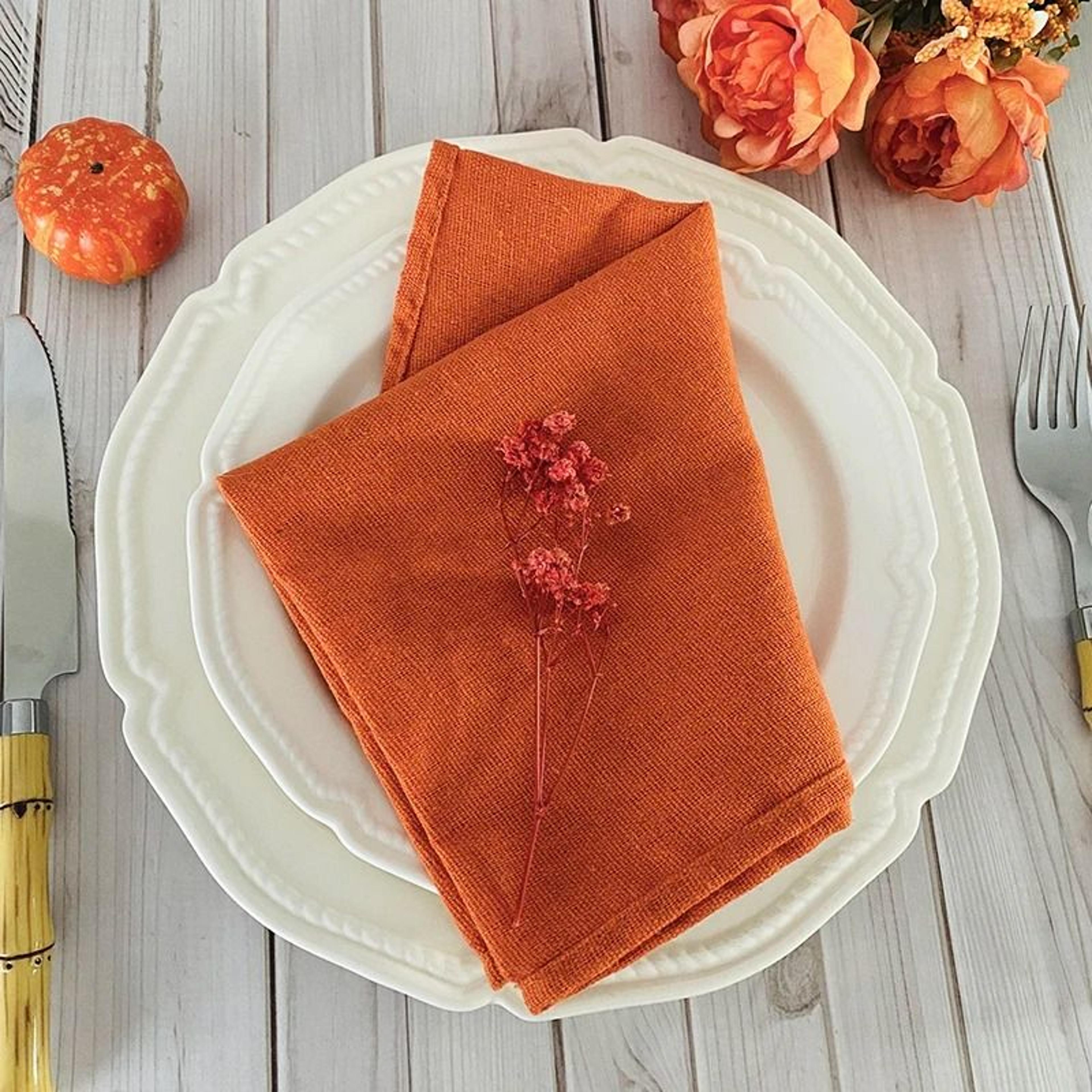Orange Cotton Polyester Blend Cloth Napkins 6 Pieces 30x45cm Washable Dinner Napkins For Wedding  P 0
