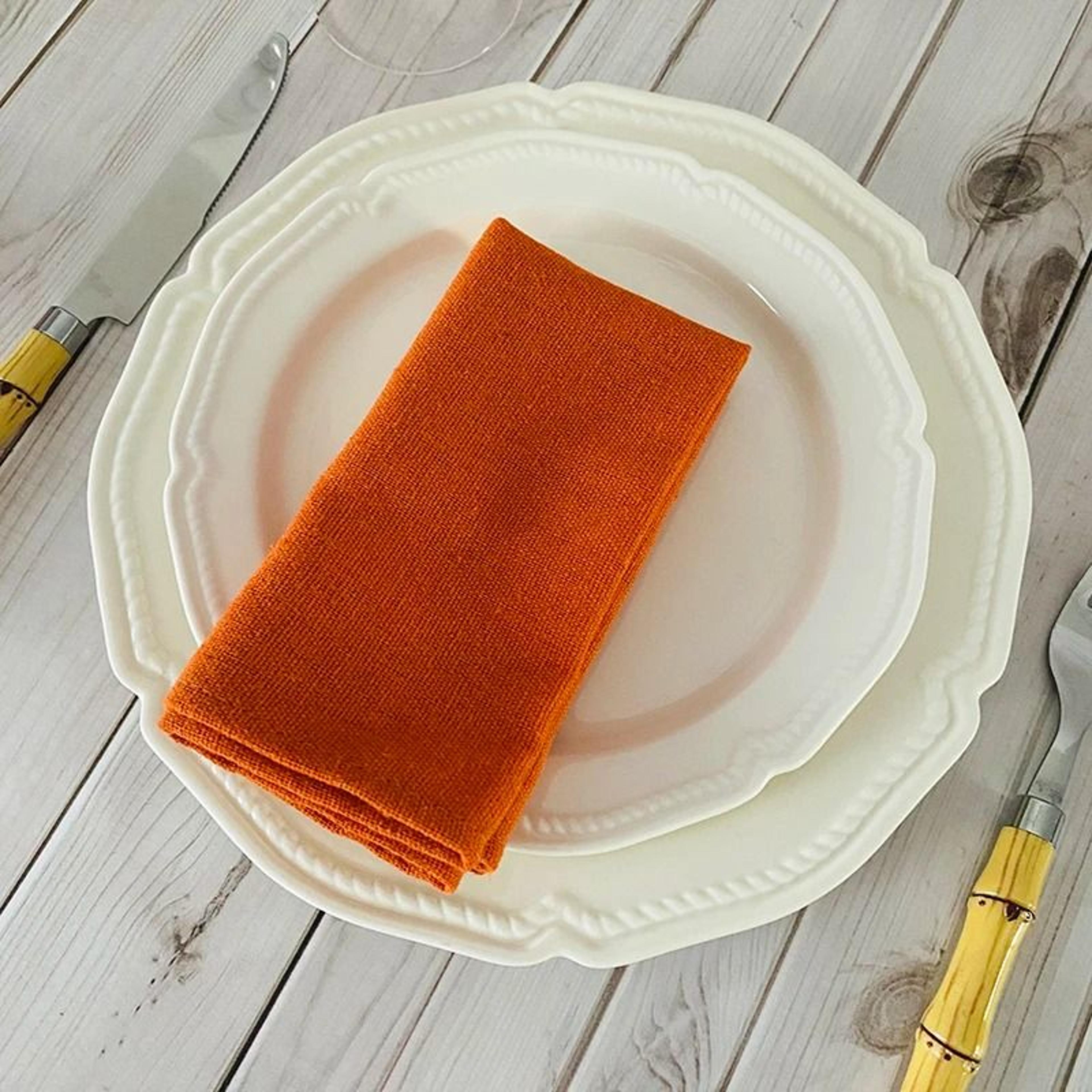 Orange Cotton Polyester Blend Cloth Napkins 6 Pieces 30x45cm Washable Dinner Napkins For Wedding  P 4