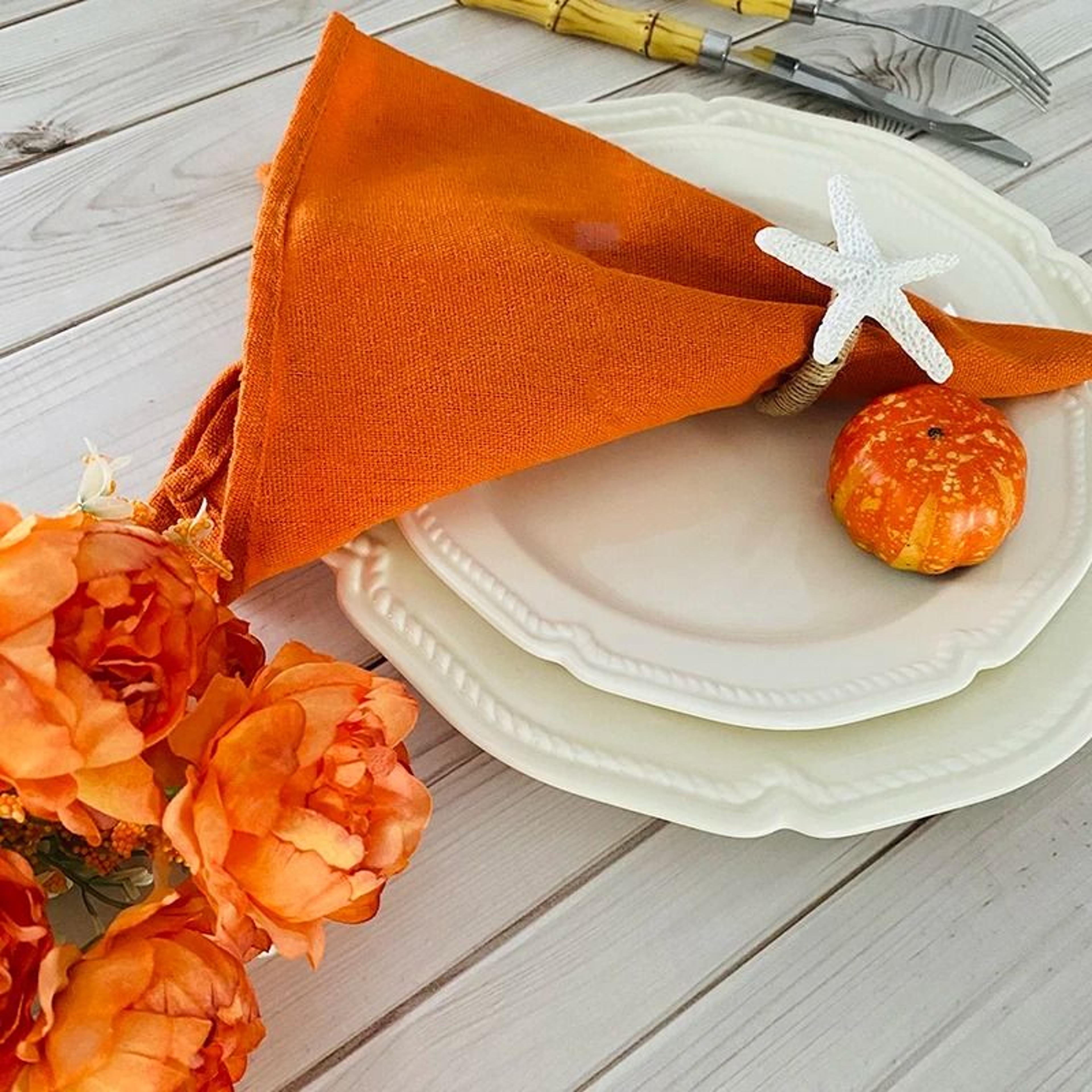 Orange Cotton Polyester Blend Cloth Napkins 6 Pieces 30x45cm Washable Dinner Napkins For Wedding  P 1