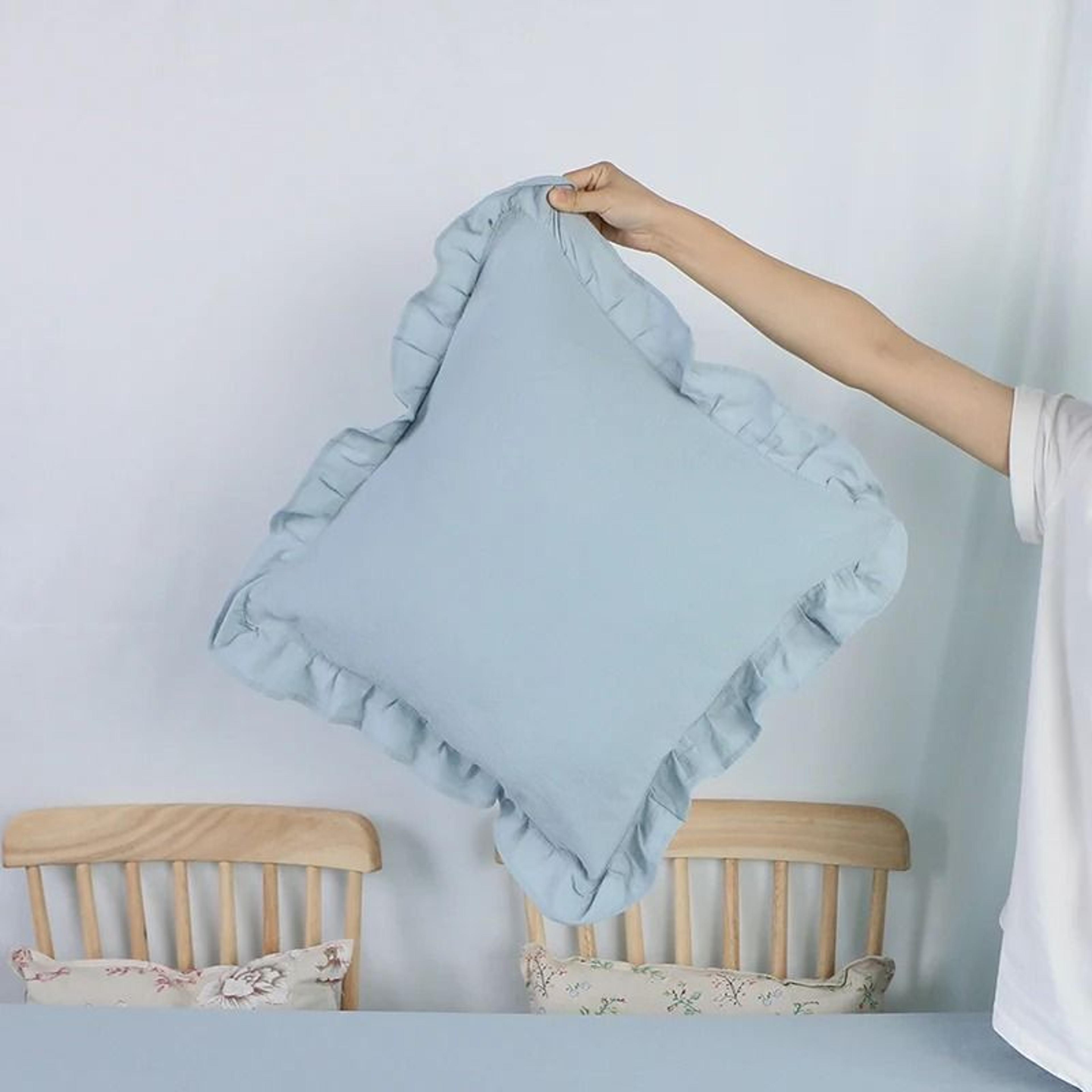 Soft Washed Cotton Ruffle Pillow Cases With Envelope Closure Cushion Cover For Sofa Living Room  Be 7