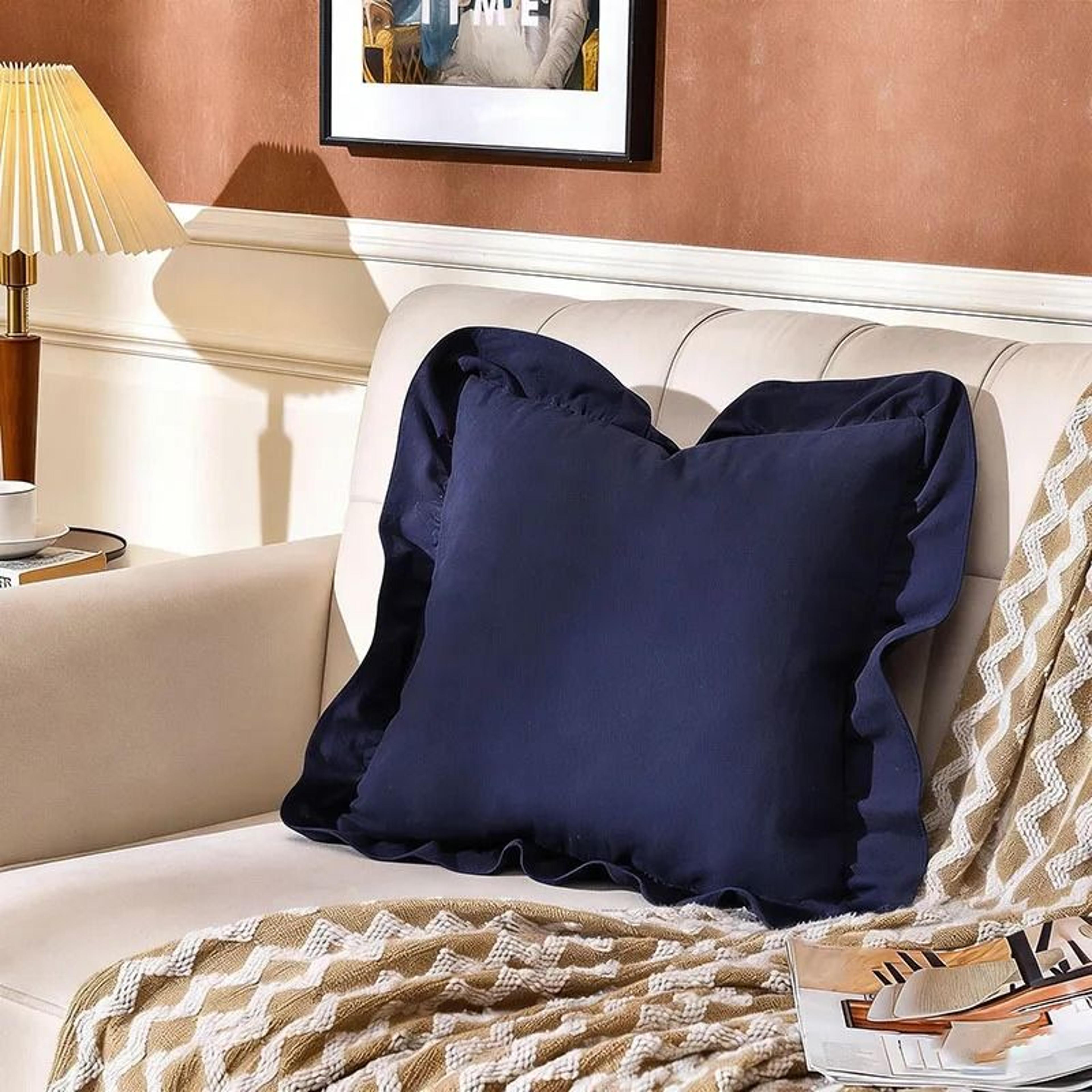 Soft Washed Cotton Ruffle Pillow Cases With Envelope Closure Cushion Cover For Sofa Living Room  Be 13