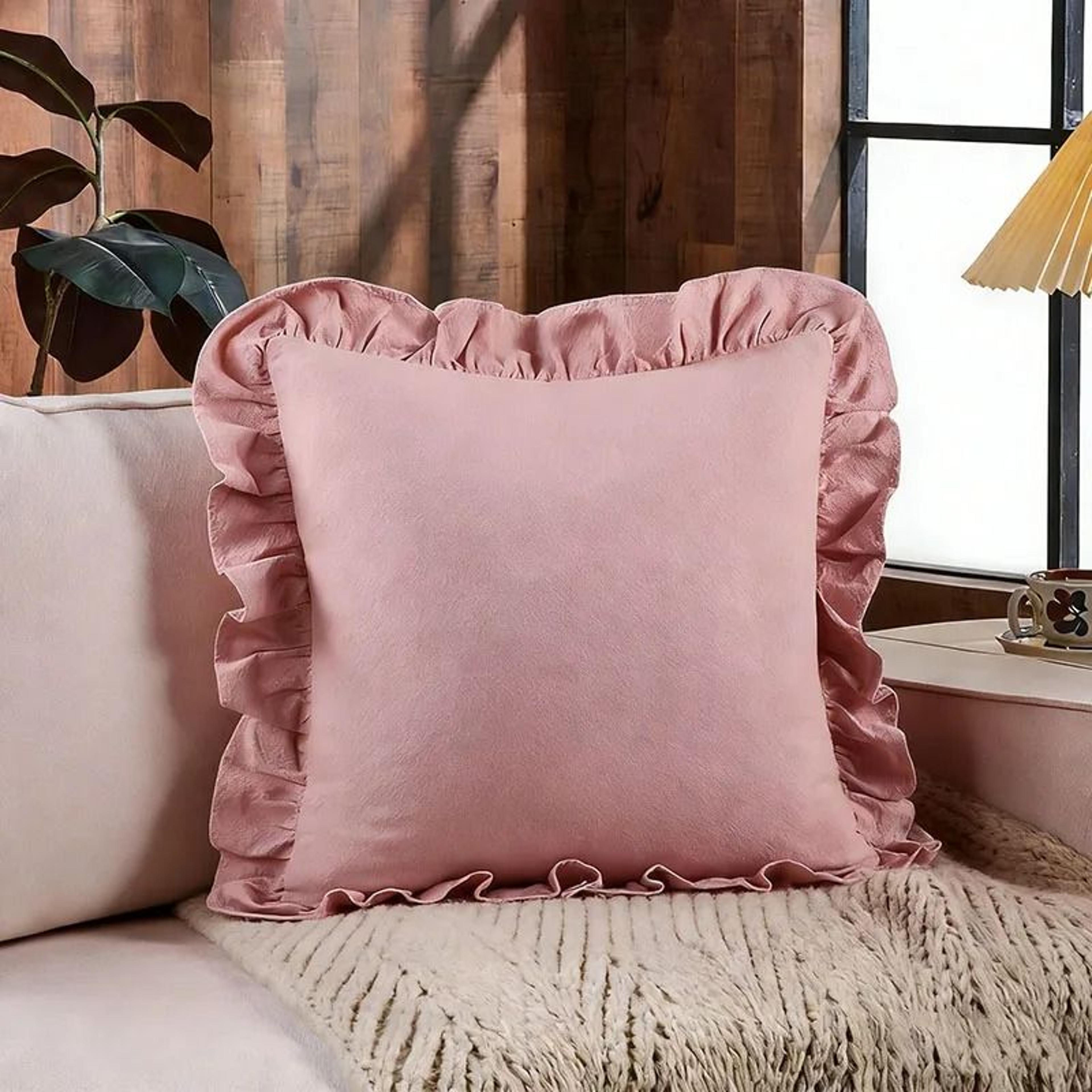 Soft Washed Cotton Ruffle Pillow Cases With Envelope Closure Cushion Cover For Sofa Living Room  Be 9