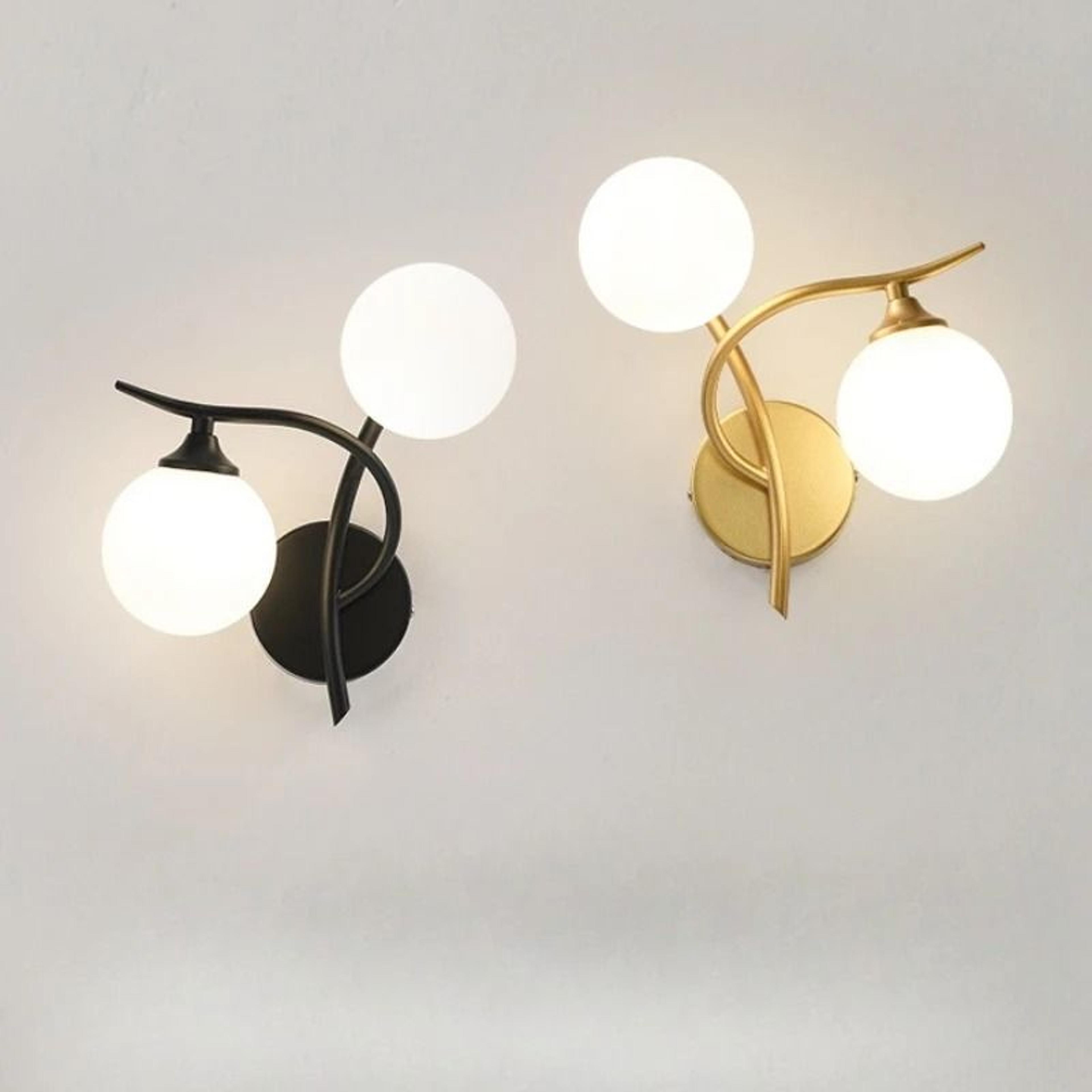 modern nordic iron wall lamp with glass ball shade (decorative indoor sconce for bedroom bedside, study & corridor)
