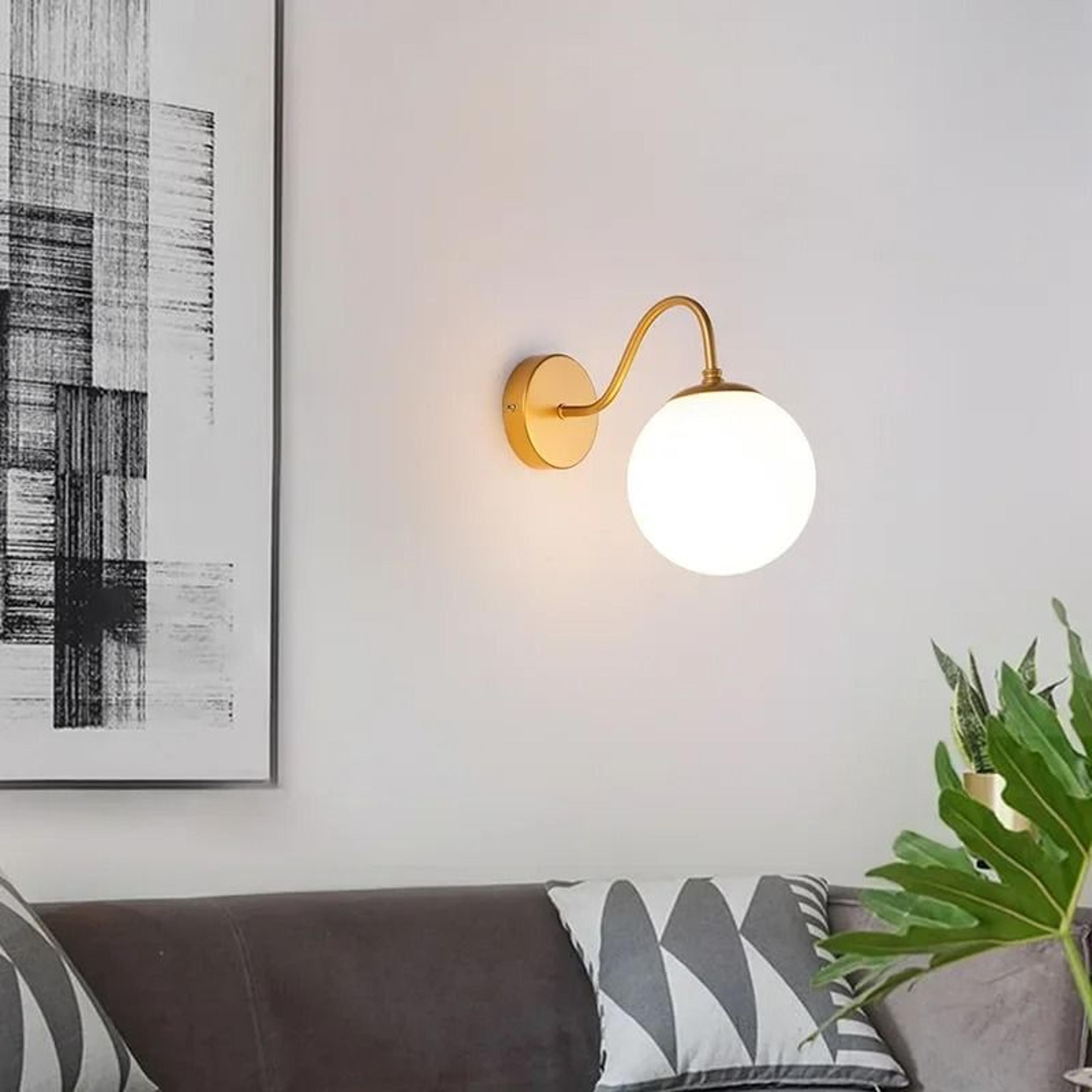 Modern LED Glass Ball Wall Lamp Gold Sconce For Bedroom Living Room  Corridor 2