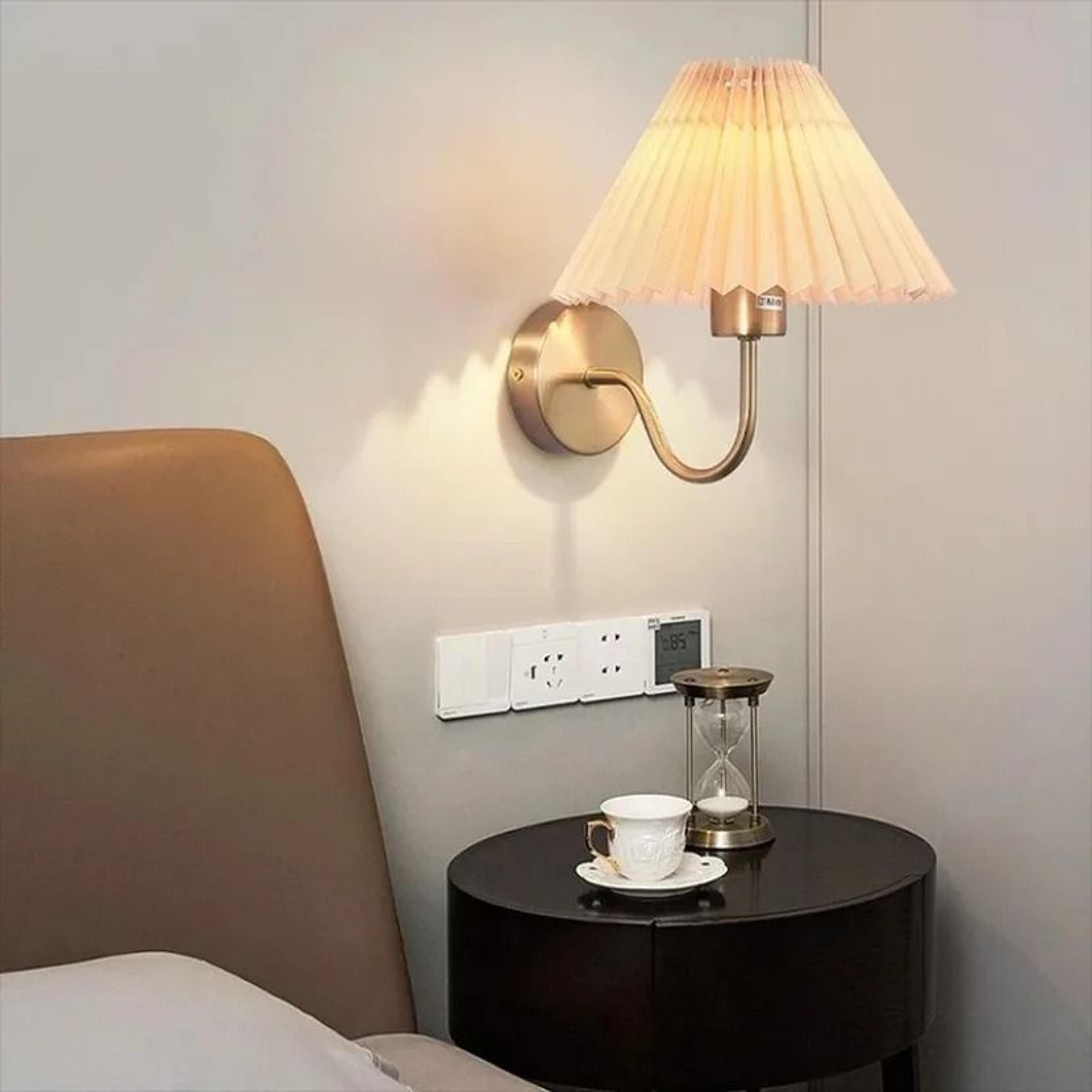 Nordic Retro Pleated Umbrella LED Wall Lamp Creative Decorative Sconce For Bedroom Bedside  Living  2
