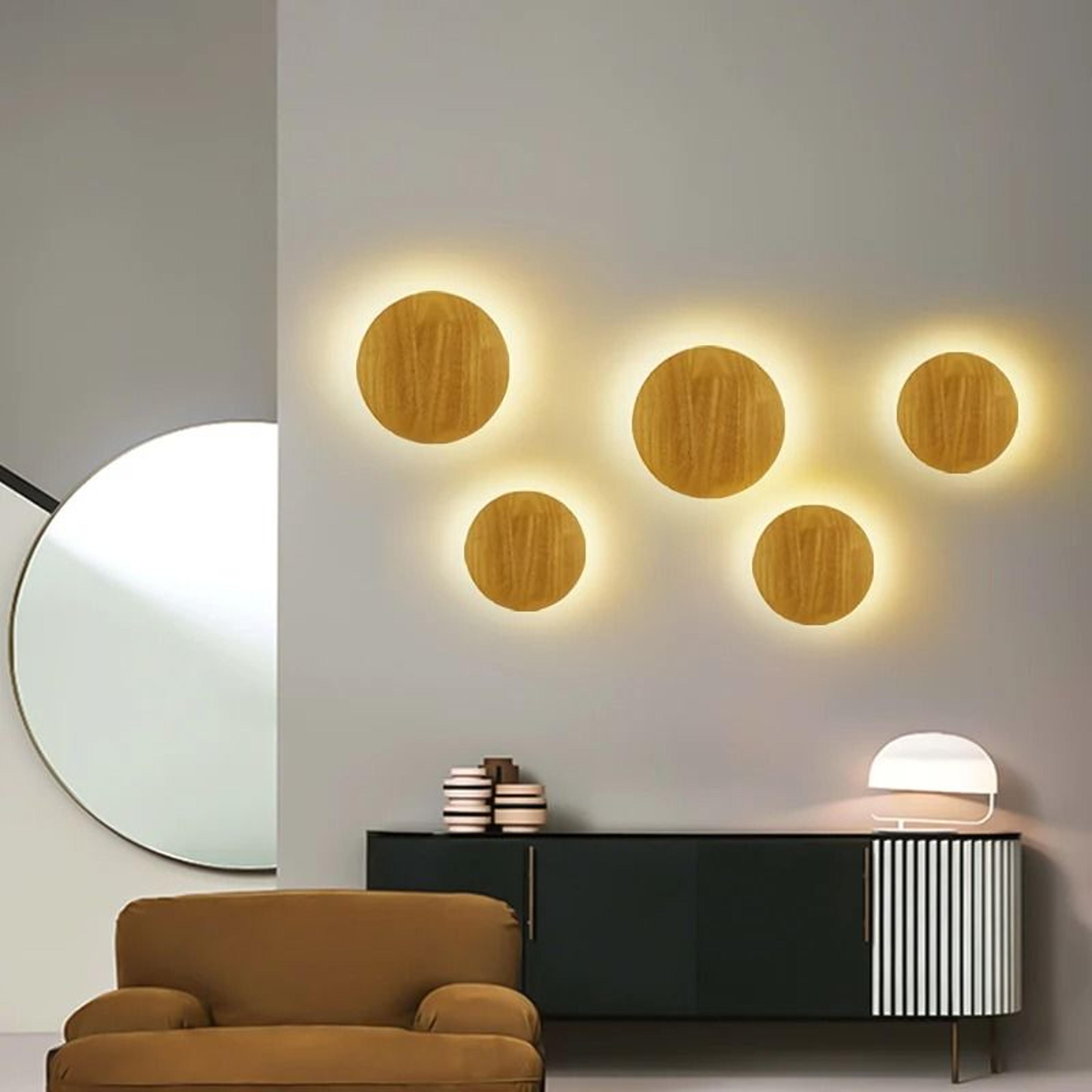 nordic circular wooden led wall lamp for bedroom & staircase