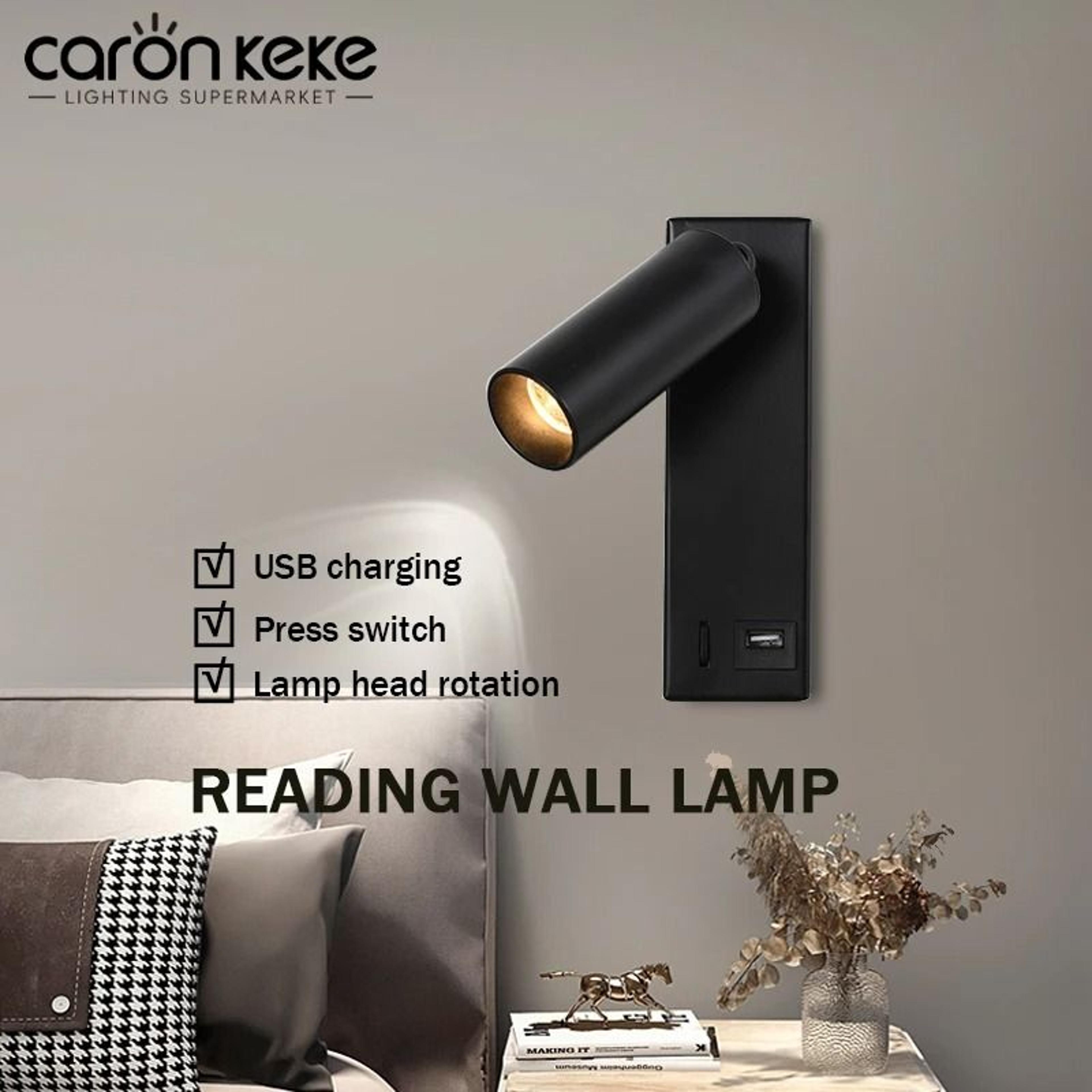LED Bedside Wall Mounted Reading Light With USB Charging Port And Rotatable Spotlight 0