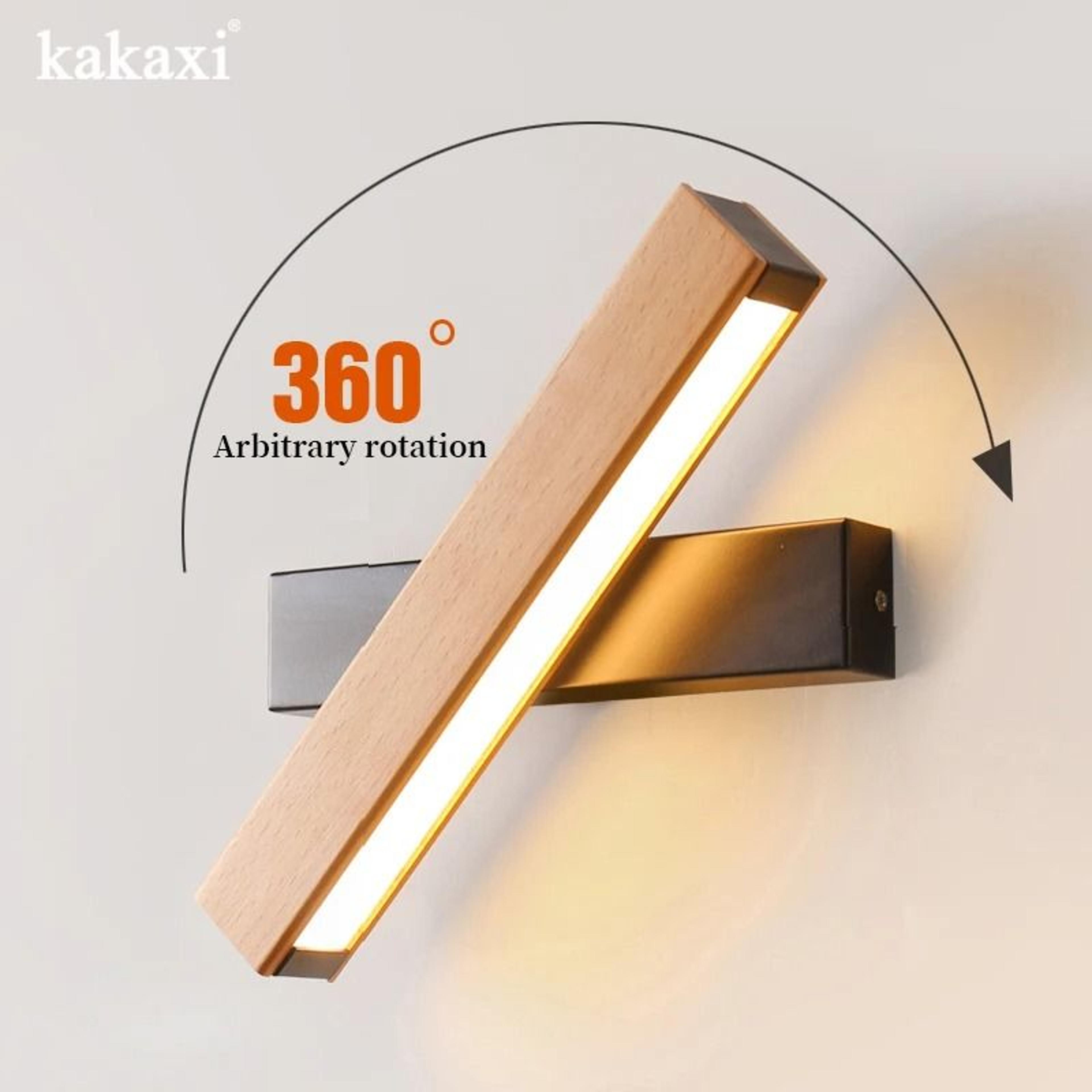 Nordic Rotatable Solid Wood LED Wall Lamp Adjustable Bedside Light 0