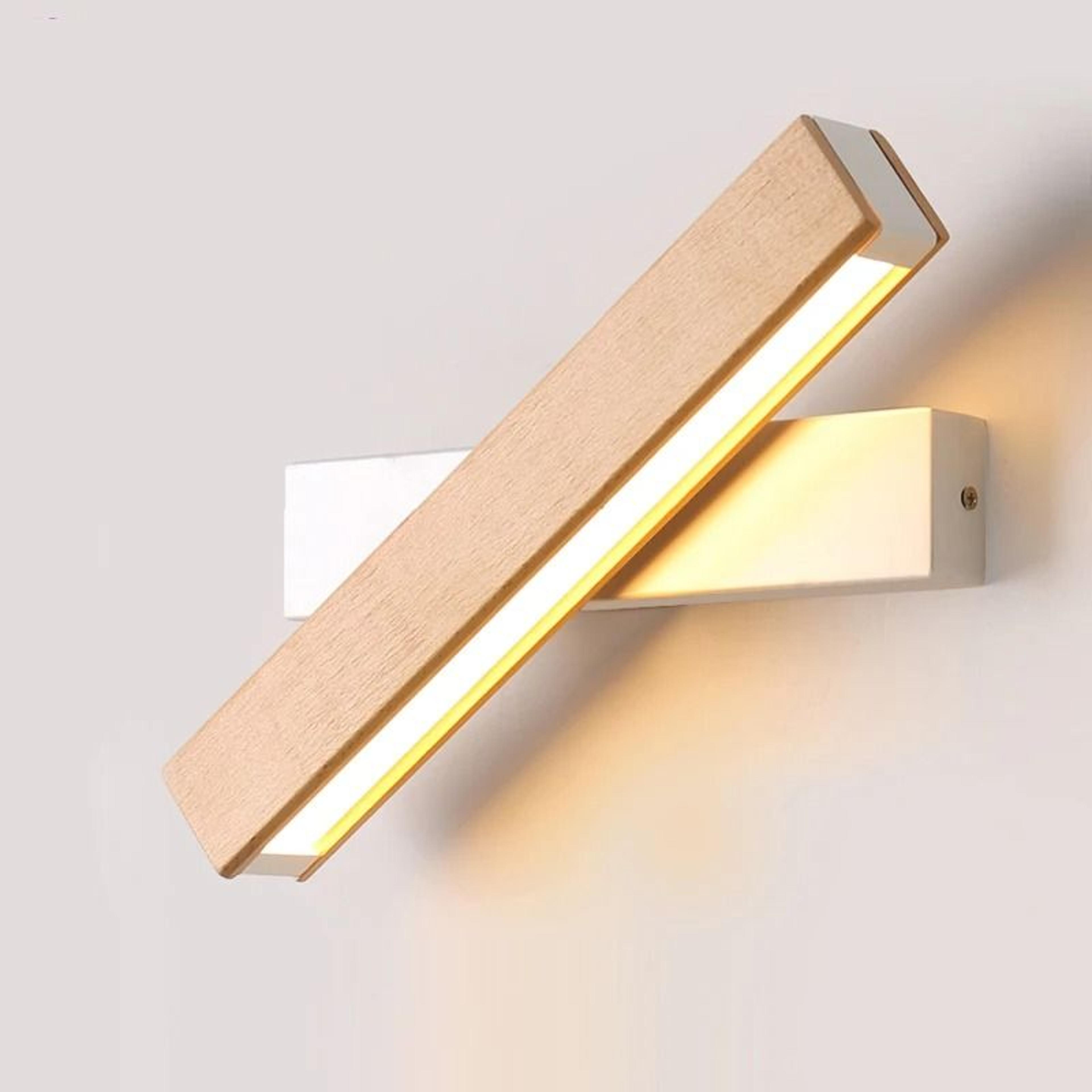 Nordic Rotatable Solid Wood LED Wall Lamp Adjustable Bedside Light 1