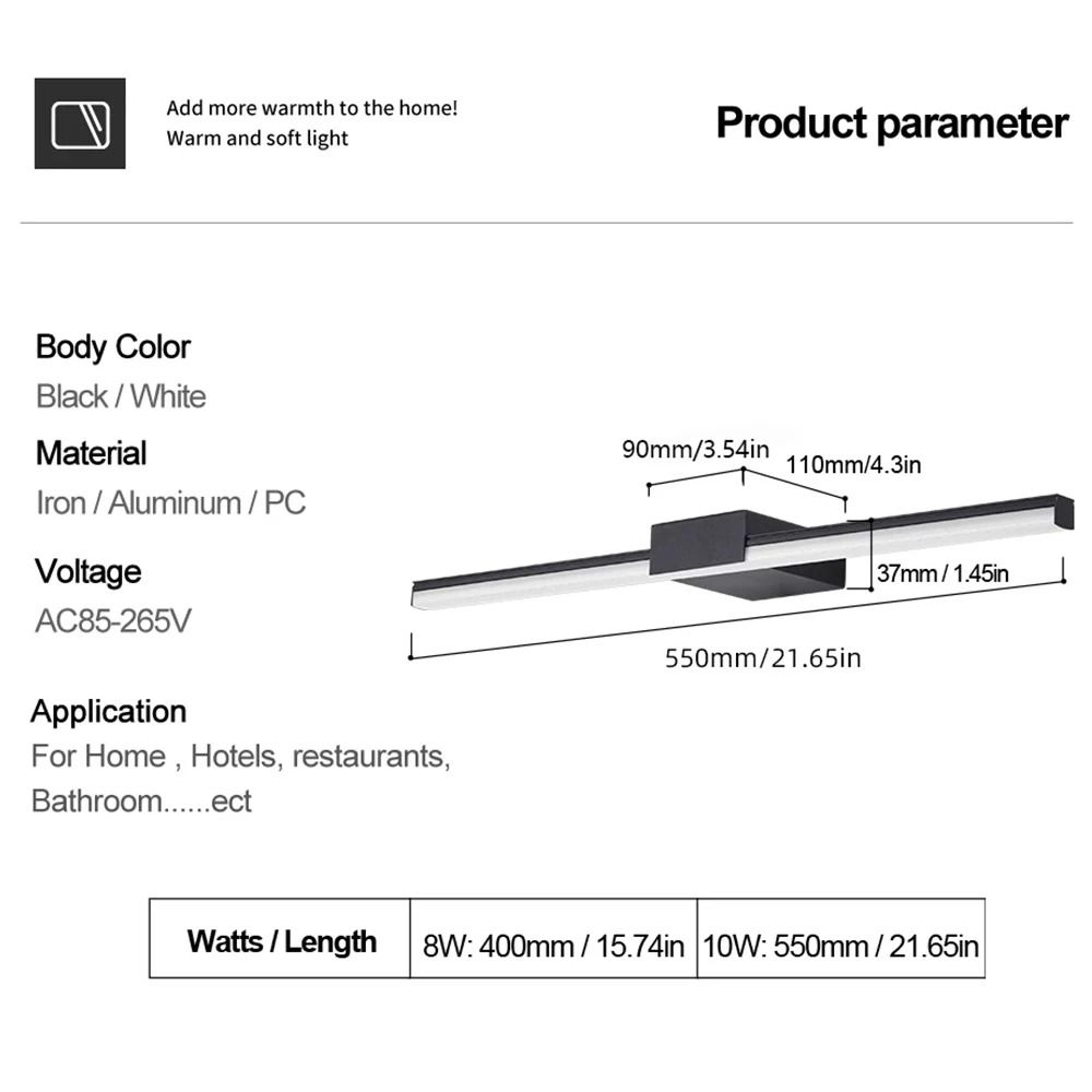 Modern LED Bathroom Vanity Mirror Wall Light 40cm  55cm 4