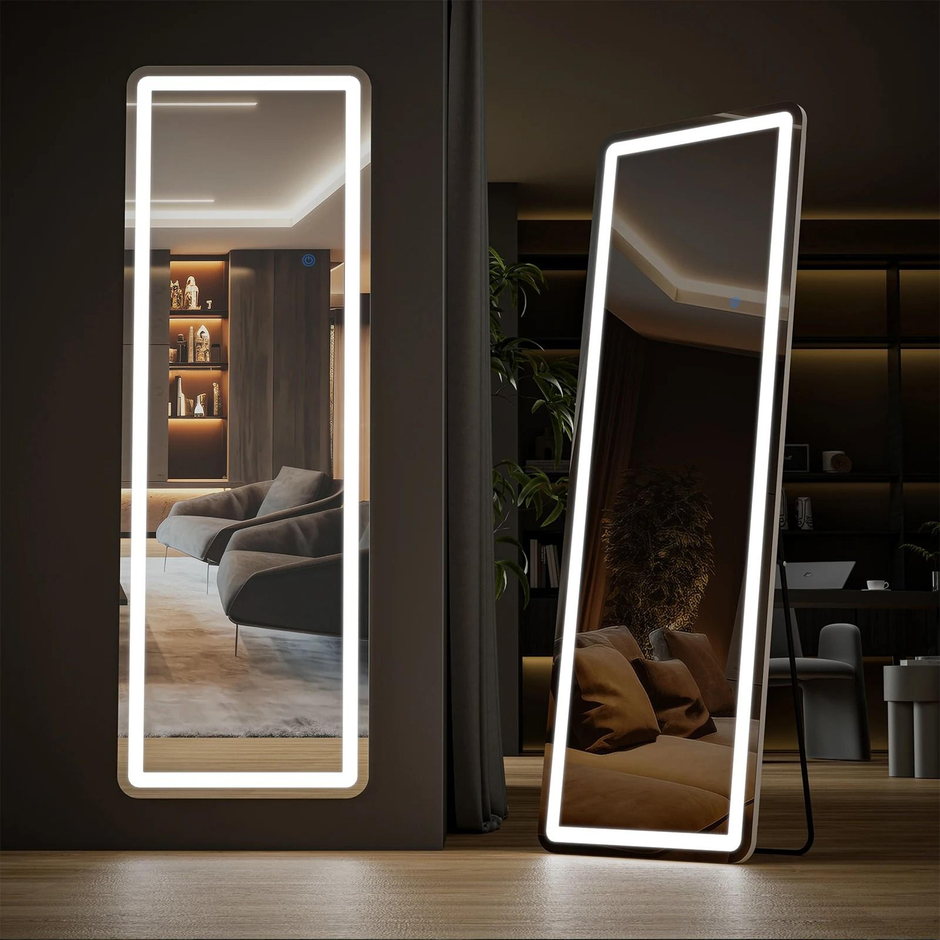 JHK 64x21 Inch LED Full Length Mirror With Stand  Aluminum Frame 0