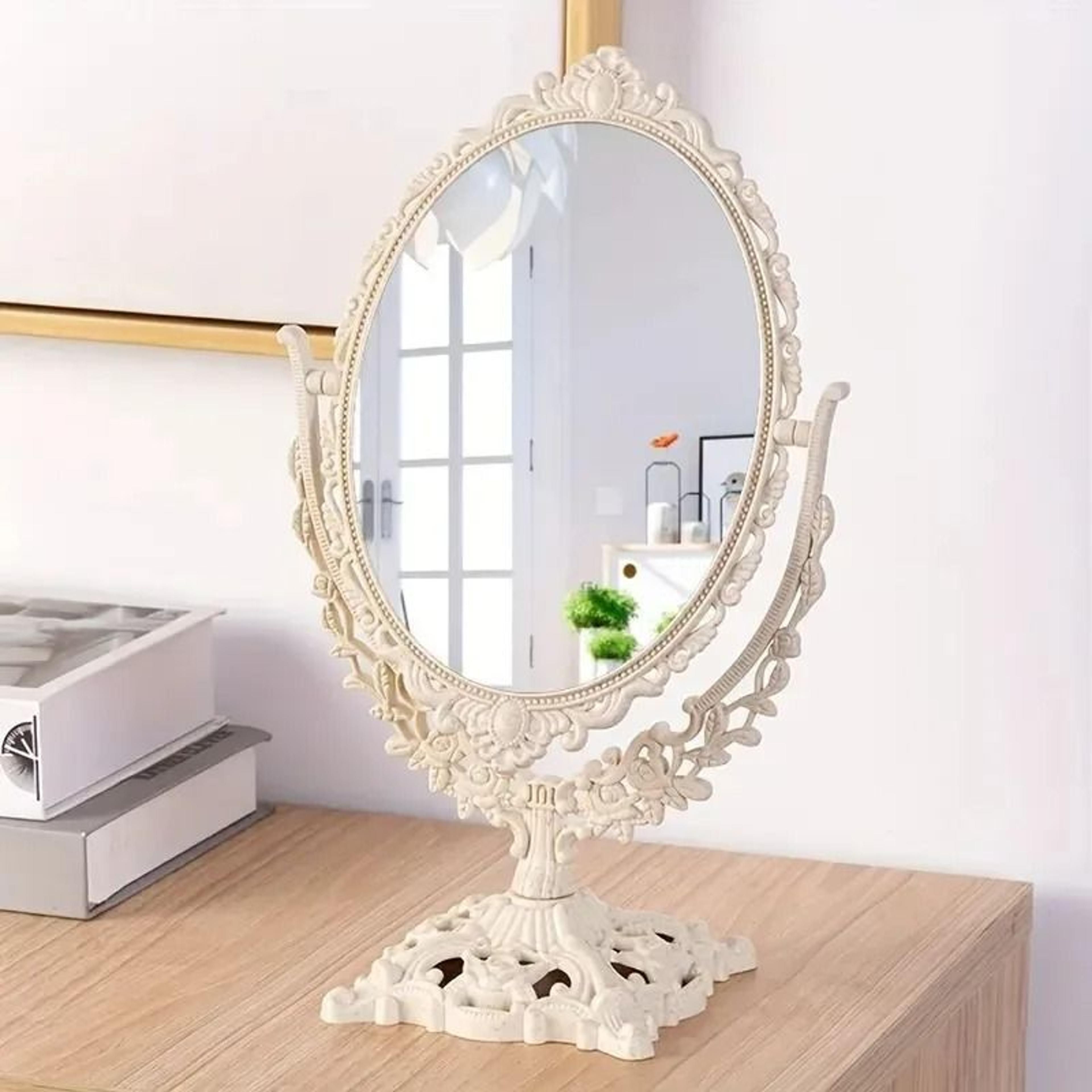 vintage european double-sided desktop makeup mirror