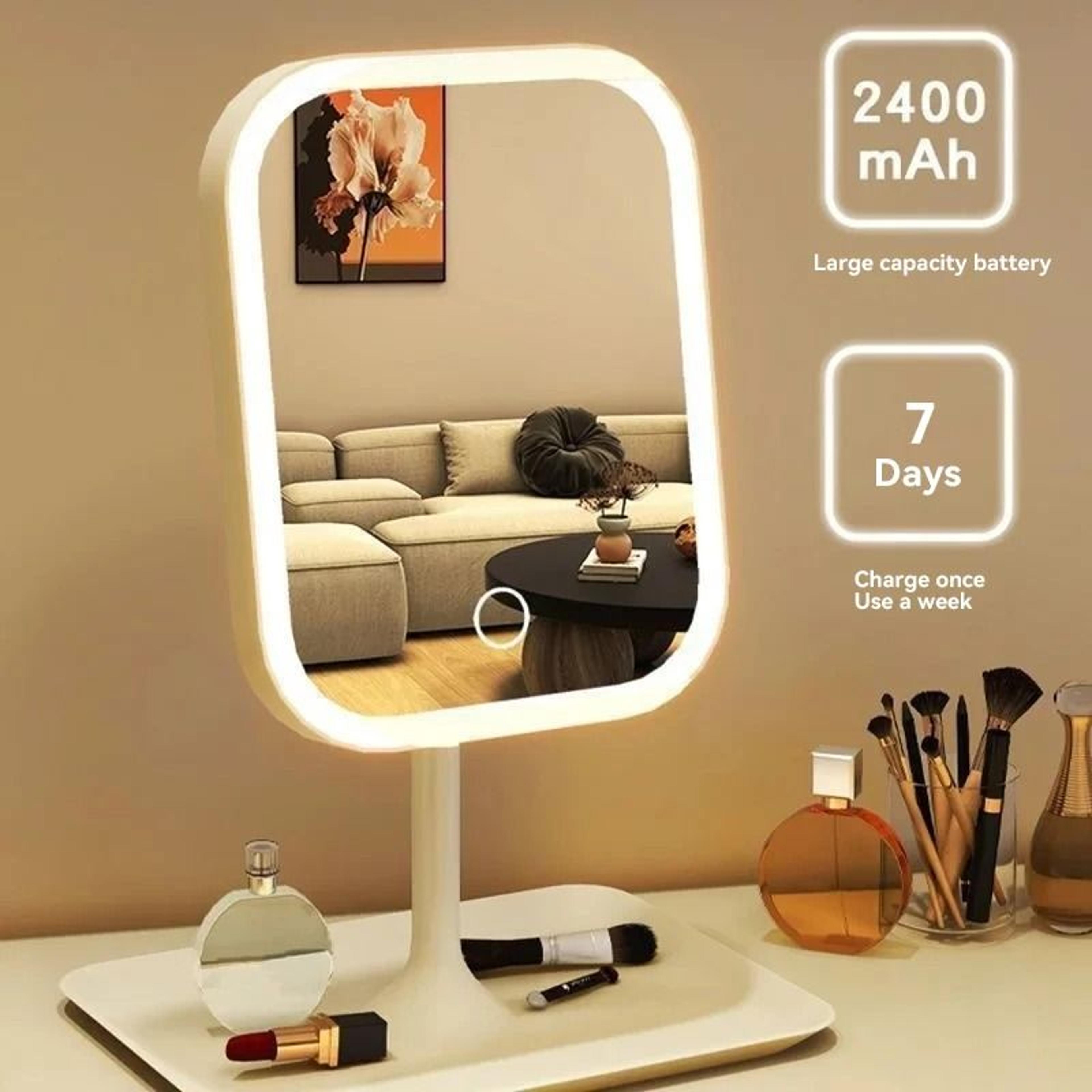 Desktop LED Vanity Makeup Mirror With 3 Color Lighting  360 Rotation 1