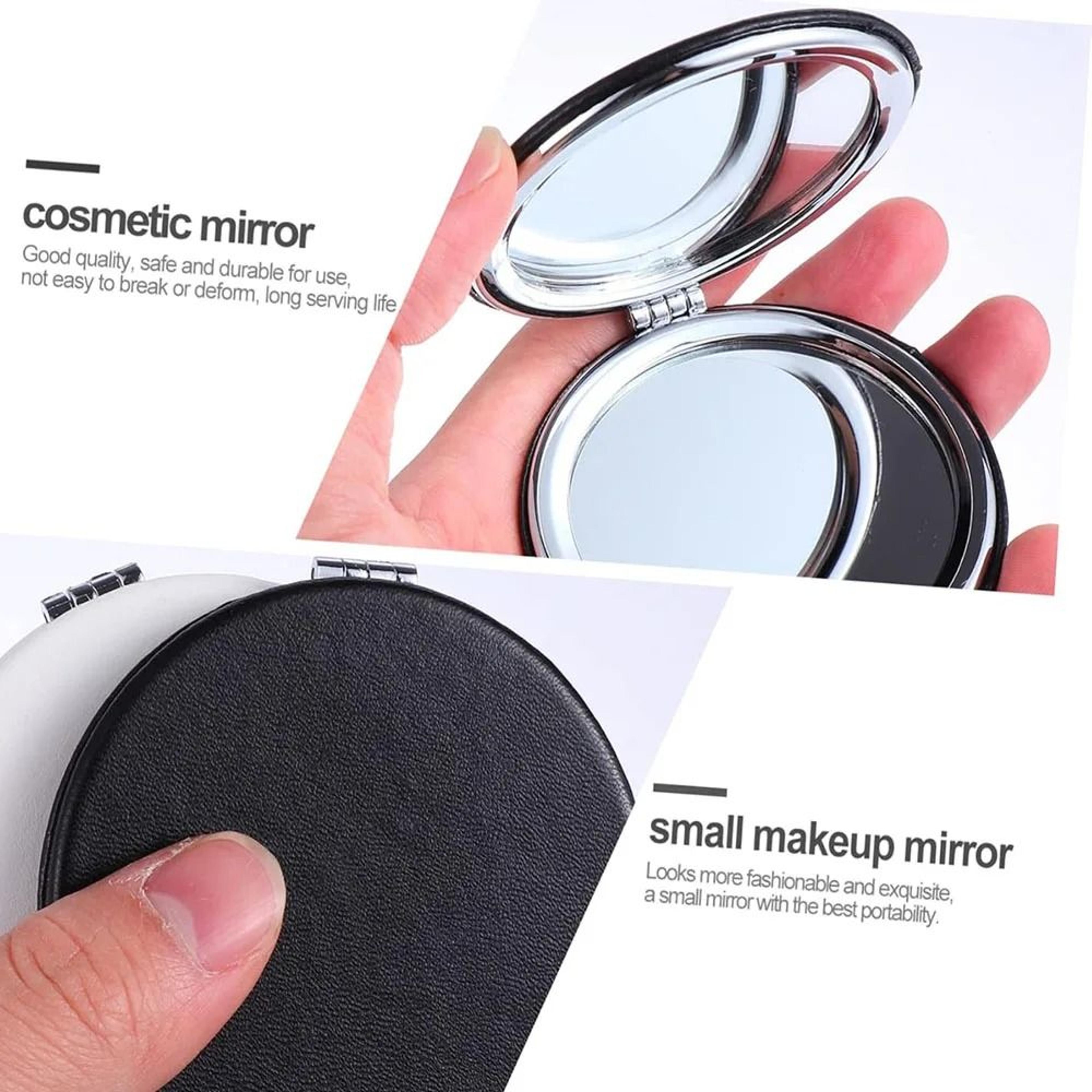 Custom Personalized Photo  Text Print Leather Pocket Makeup Mirror 2