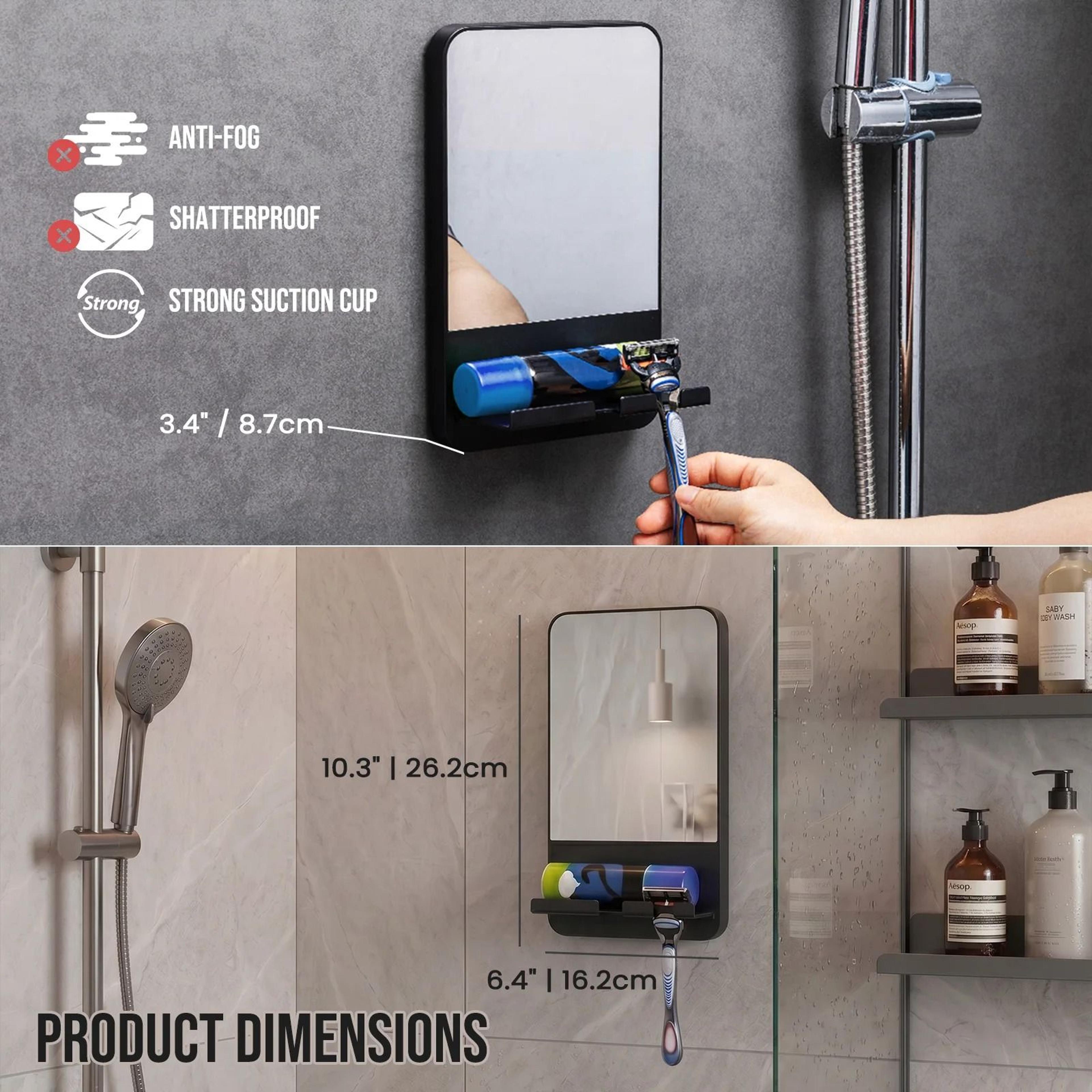 TAILI Acrylic AntiFog Shower Mirror For Fogless Bathroom Shaving  Travel 3