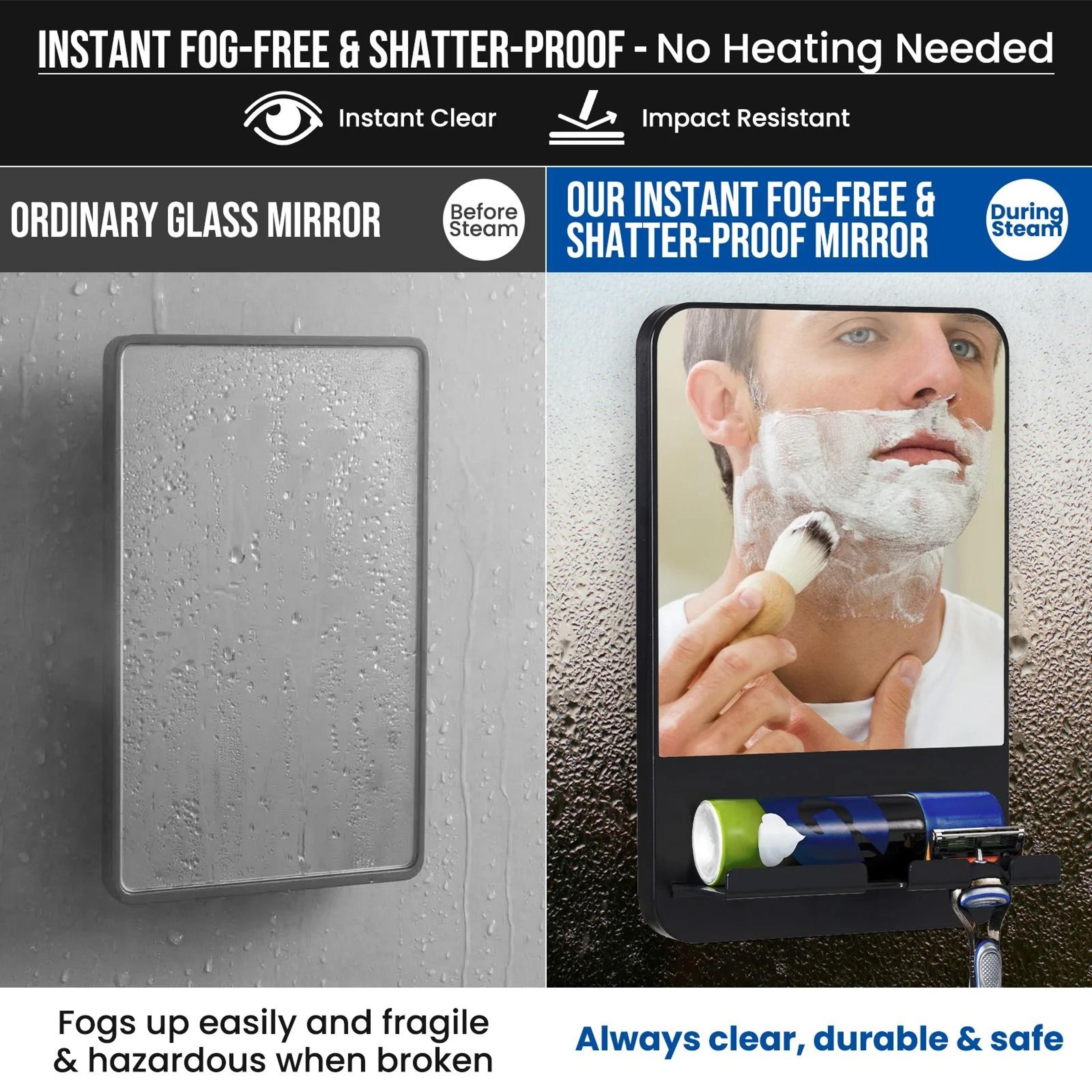 TAILI Acrylic AntiFog Shower Mirror For Fogless Bathroom Shaving  Travel 4