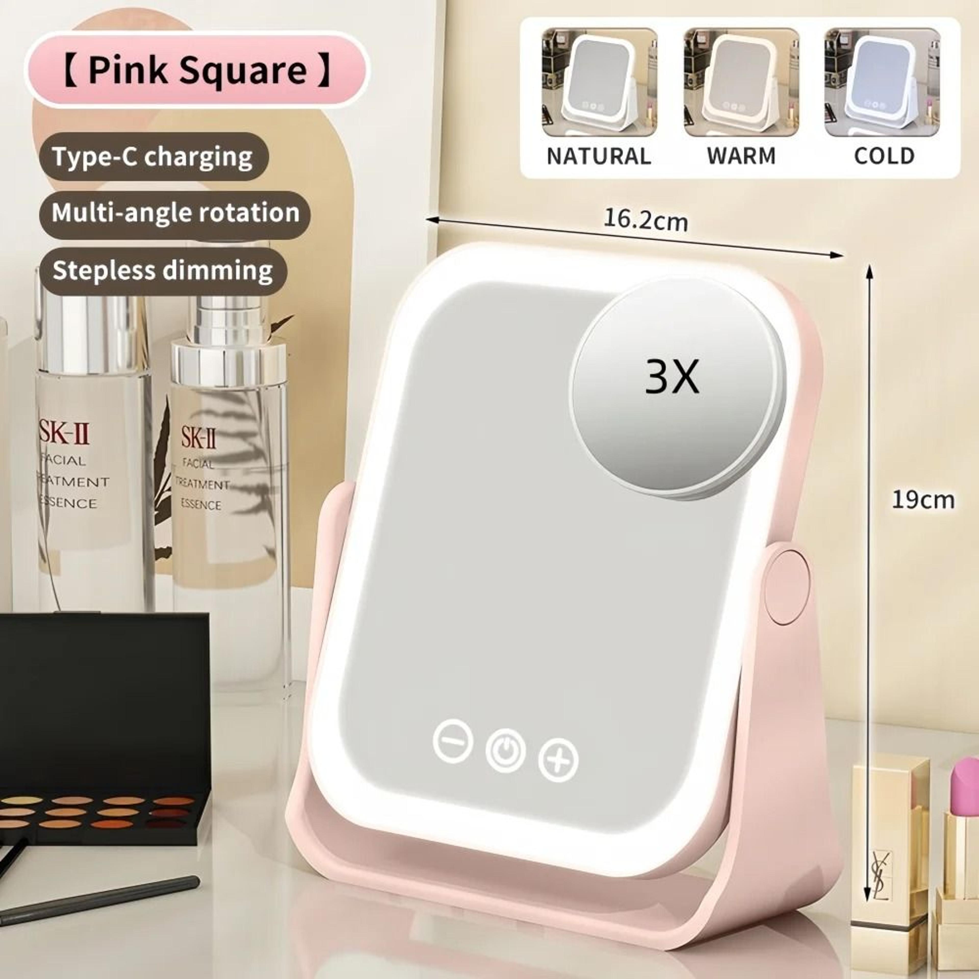 Portable LED Lighted Vanity Makeup Mirror With Touch Dimming  3X Magnifier 7