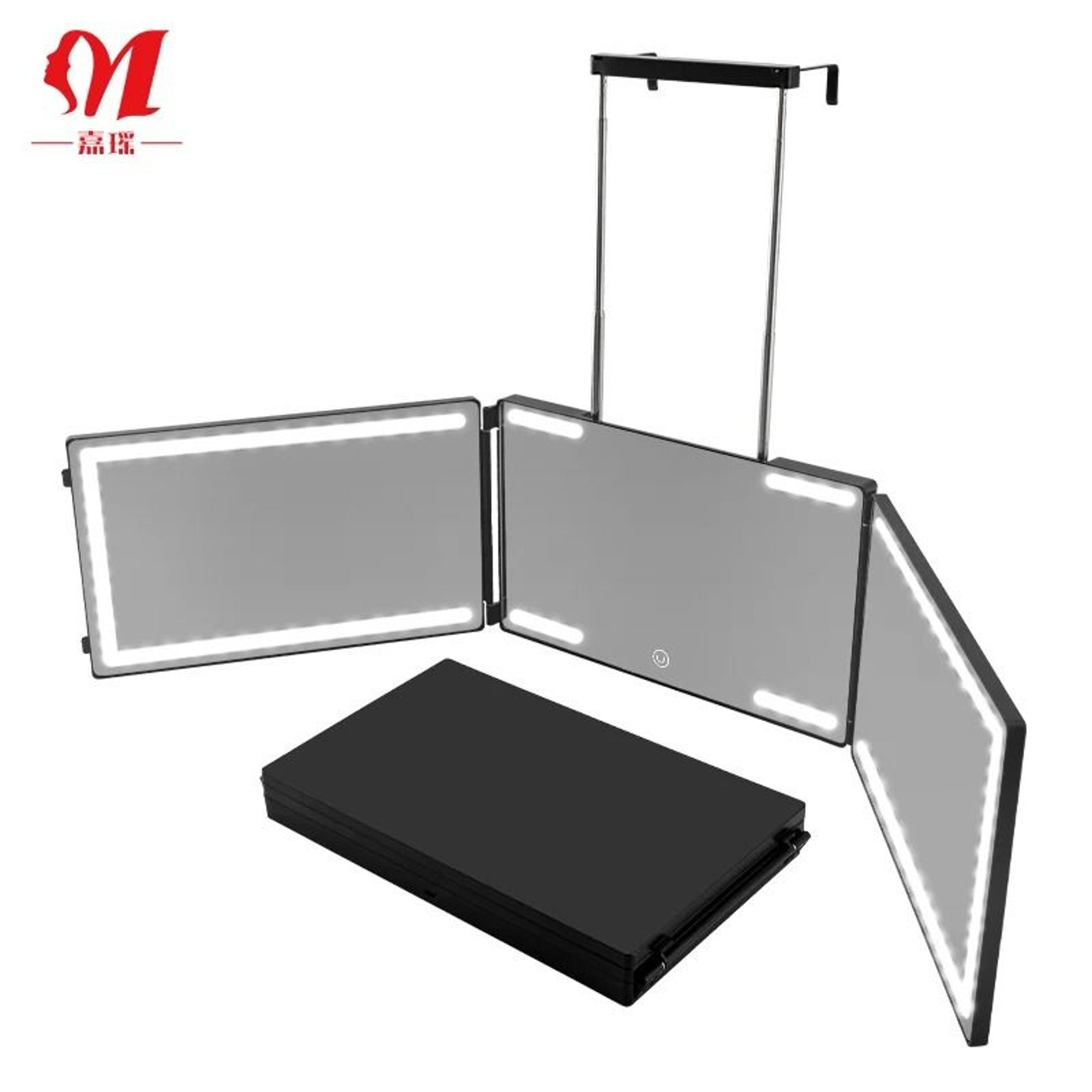 3Way Portable LED Hair Cutting Mirror With 360 Panoramic View  DoorHanging Hooks 7