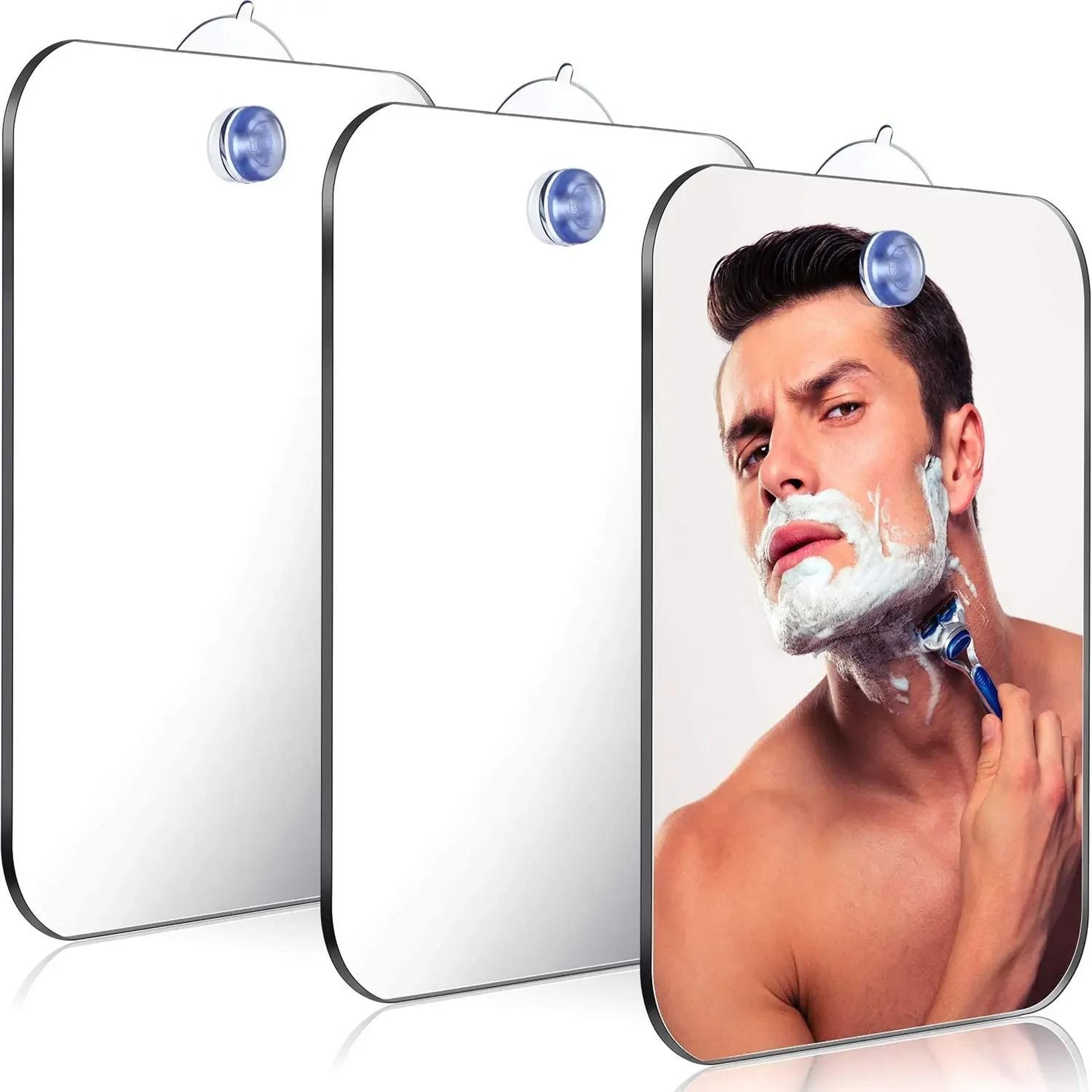 unbreakable acrylic fog-free shower mirror with suction cup mount