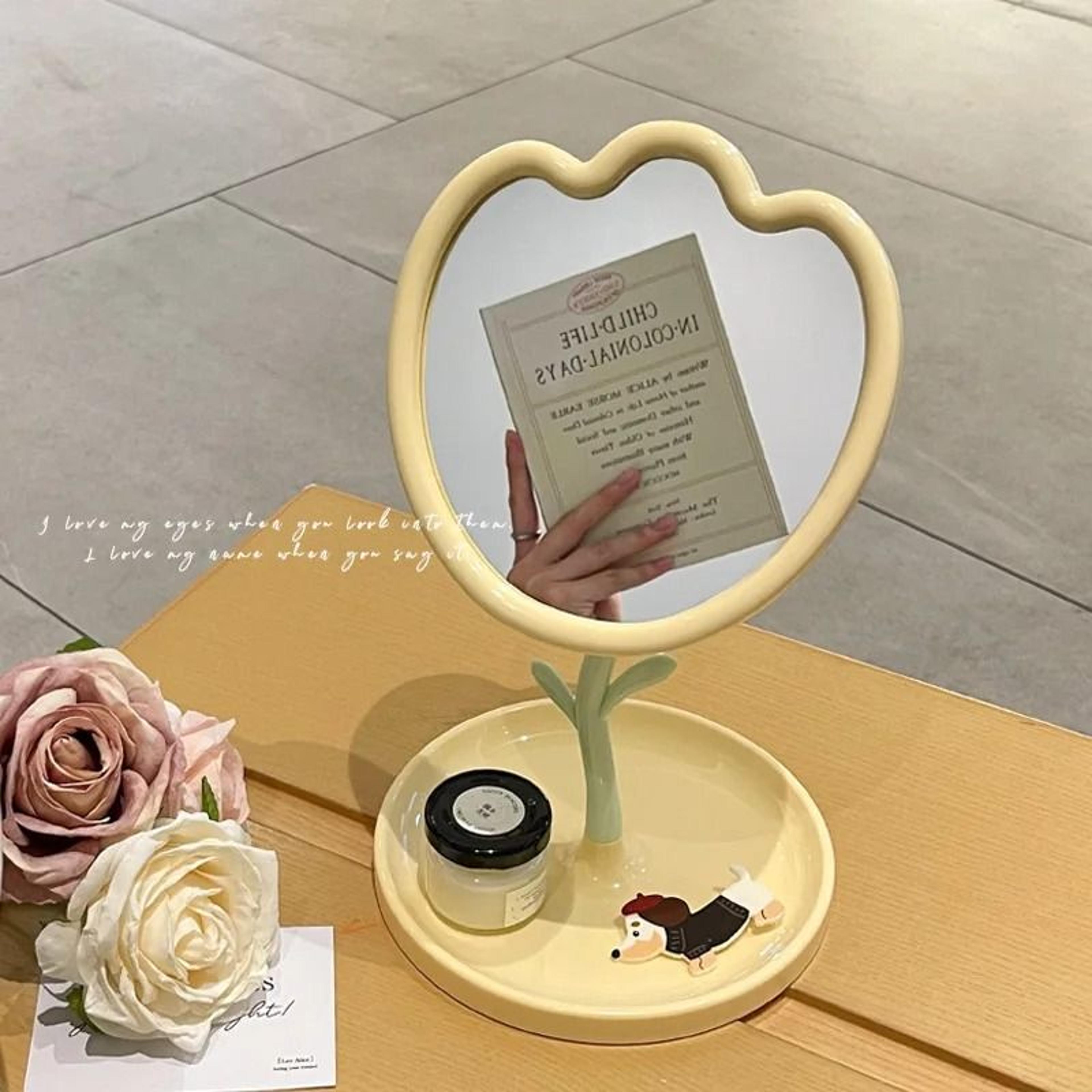 Advanced Flower Tulip Rotating Desktop Makeup Princess Mirror 2