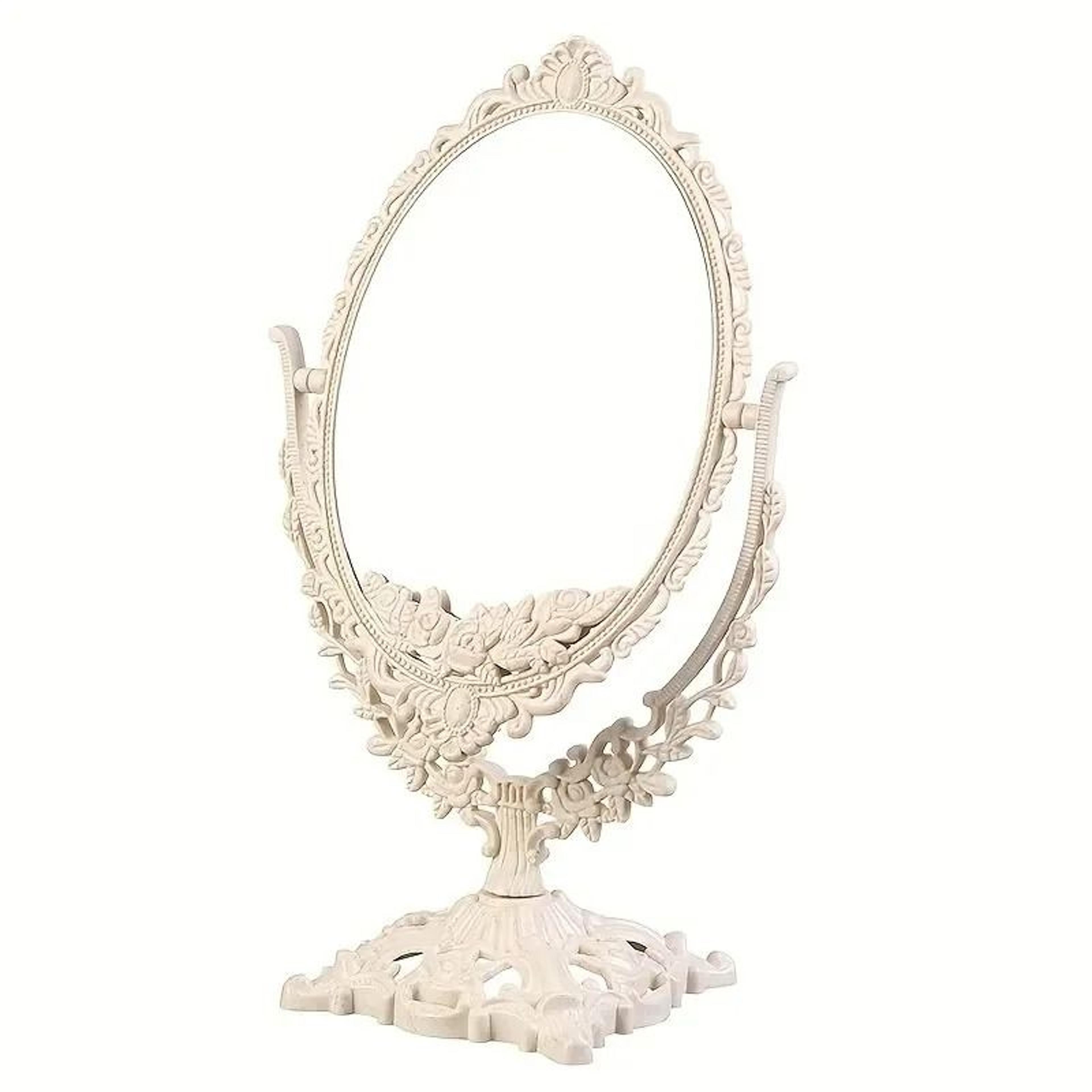 Vintage European DoubleSided Desktop Rotating Makeup Mirror 2