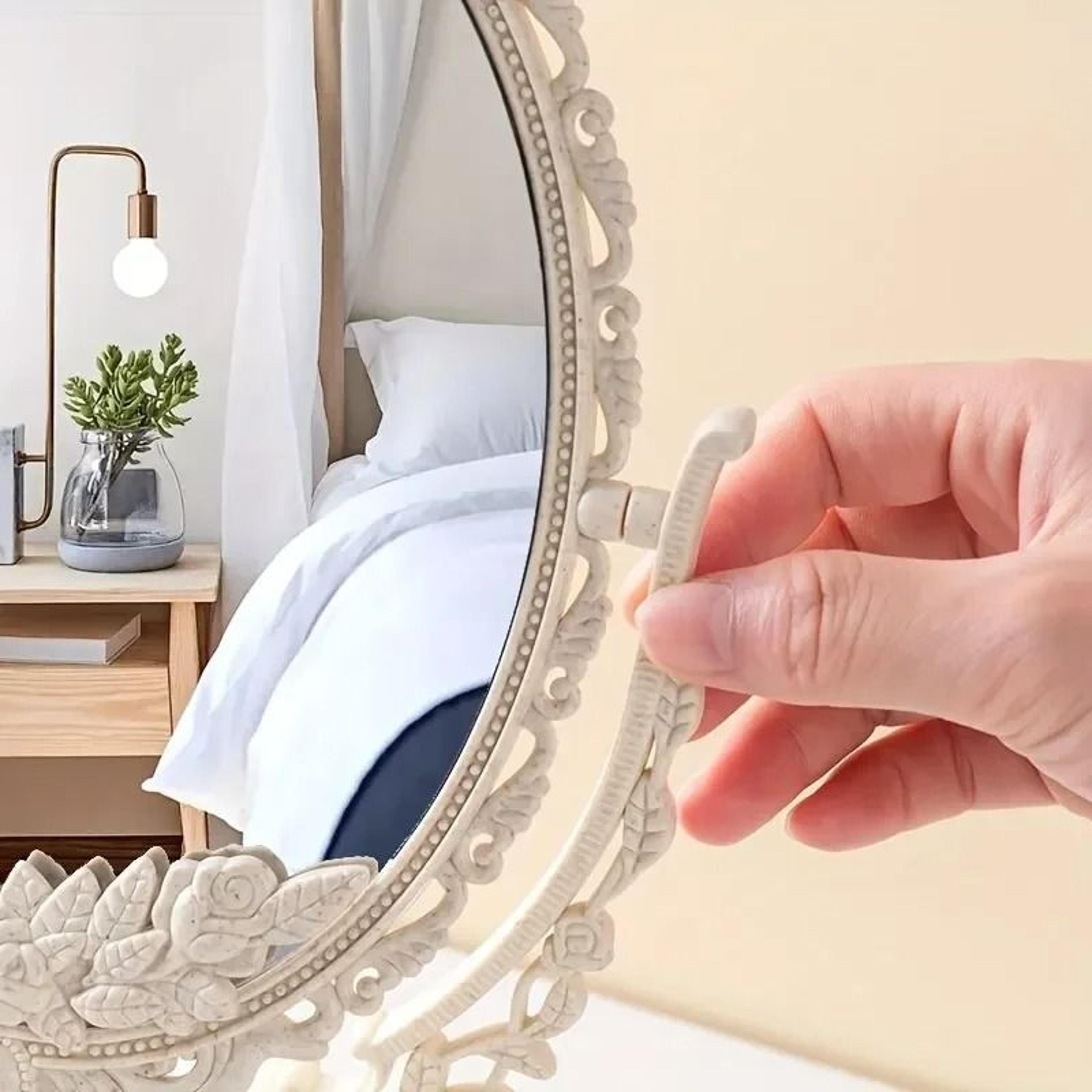 Vintage European DoubleSided Desktop Rotating Makeup Mirror 3
