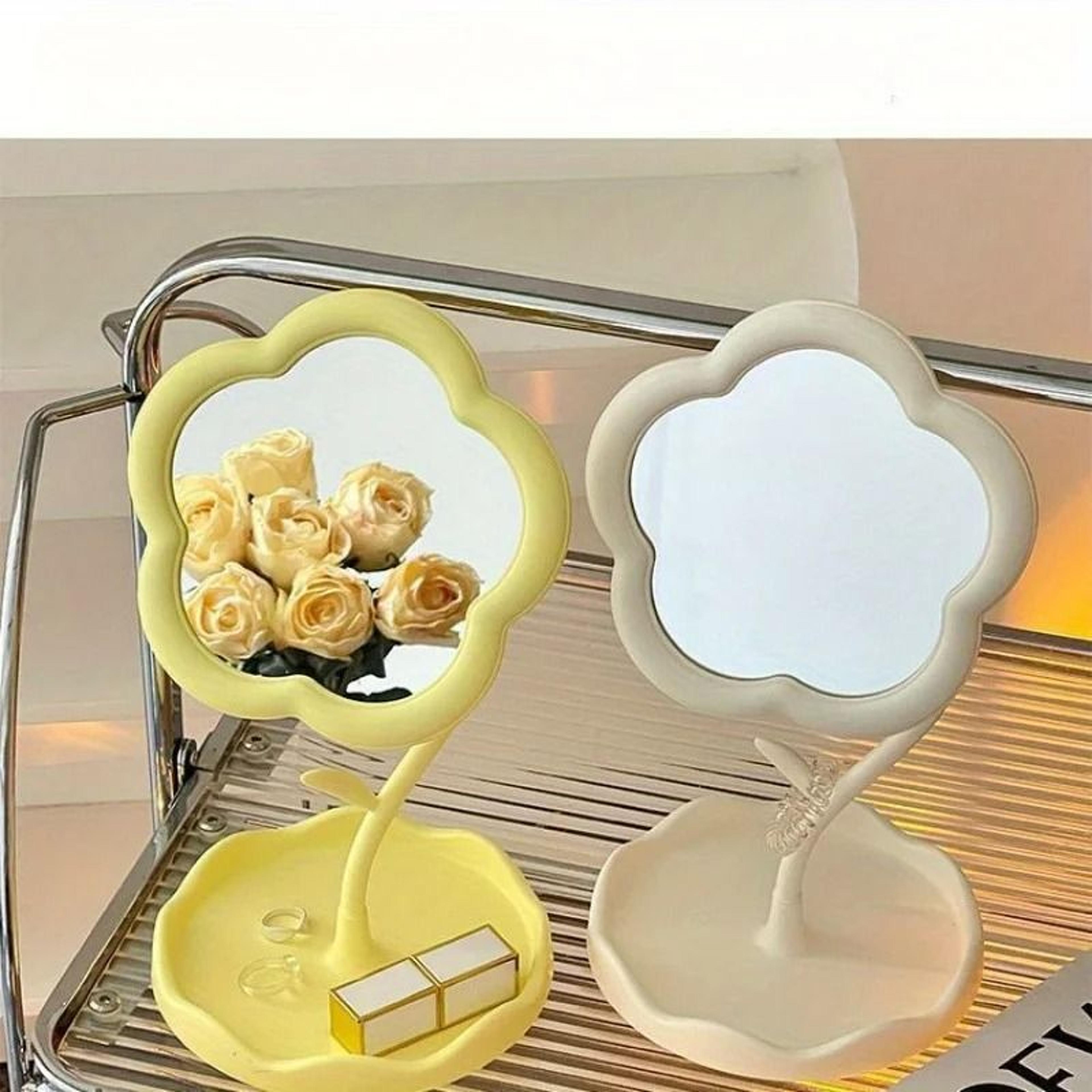 Ins Style Cute Flower Desktop Rotating Makeup Mirror  Bedroom Vanity Decor 3