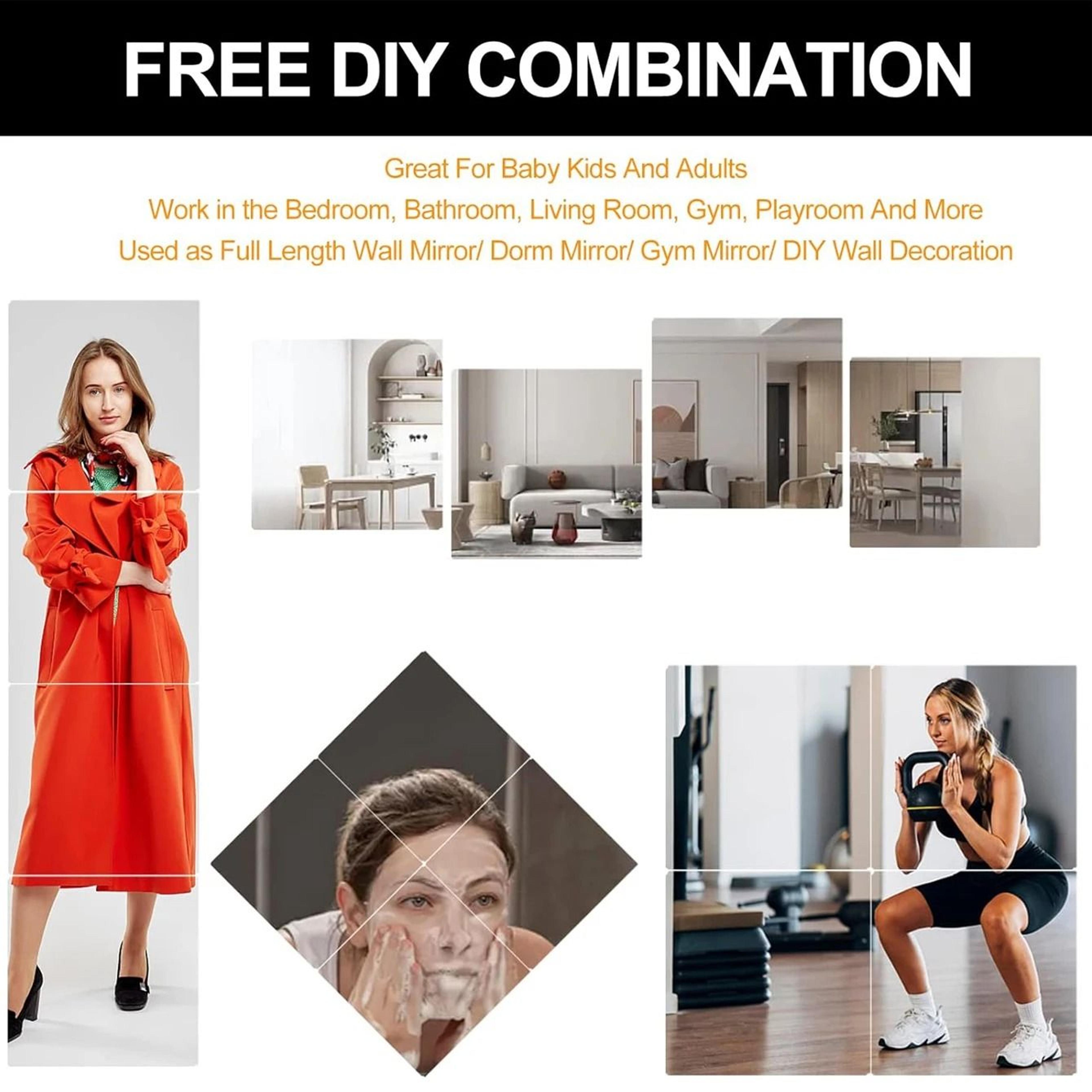 4 Pcs SelfAdhesive Flexible Acrylic Mirror Tiles  Frameless Square Wall Stickers 4