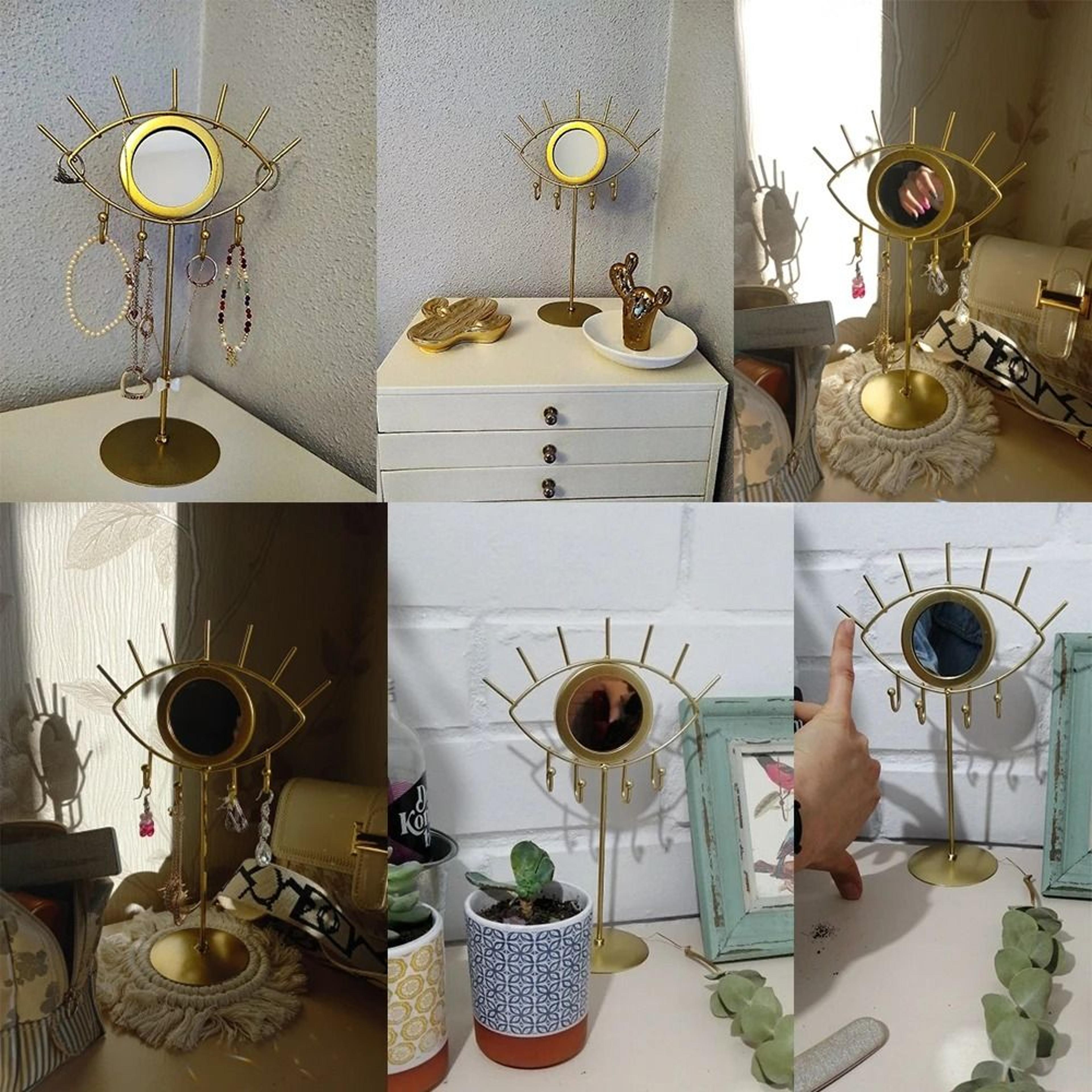 Gold Evil Eye Tabletop Makeup Mirror  Boho Home Decor Accent 5