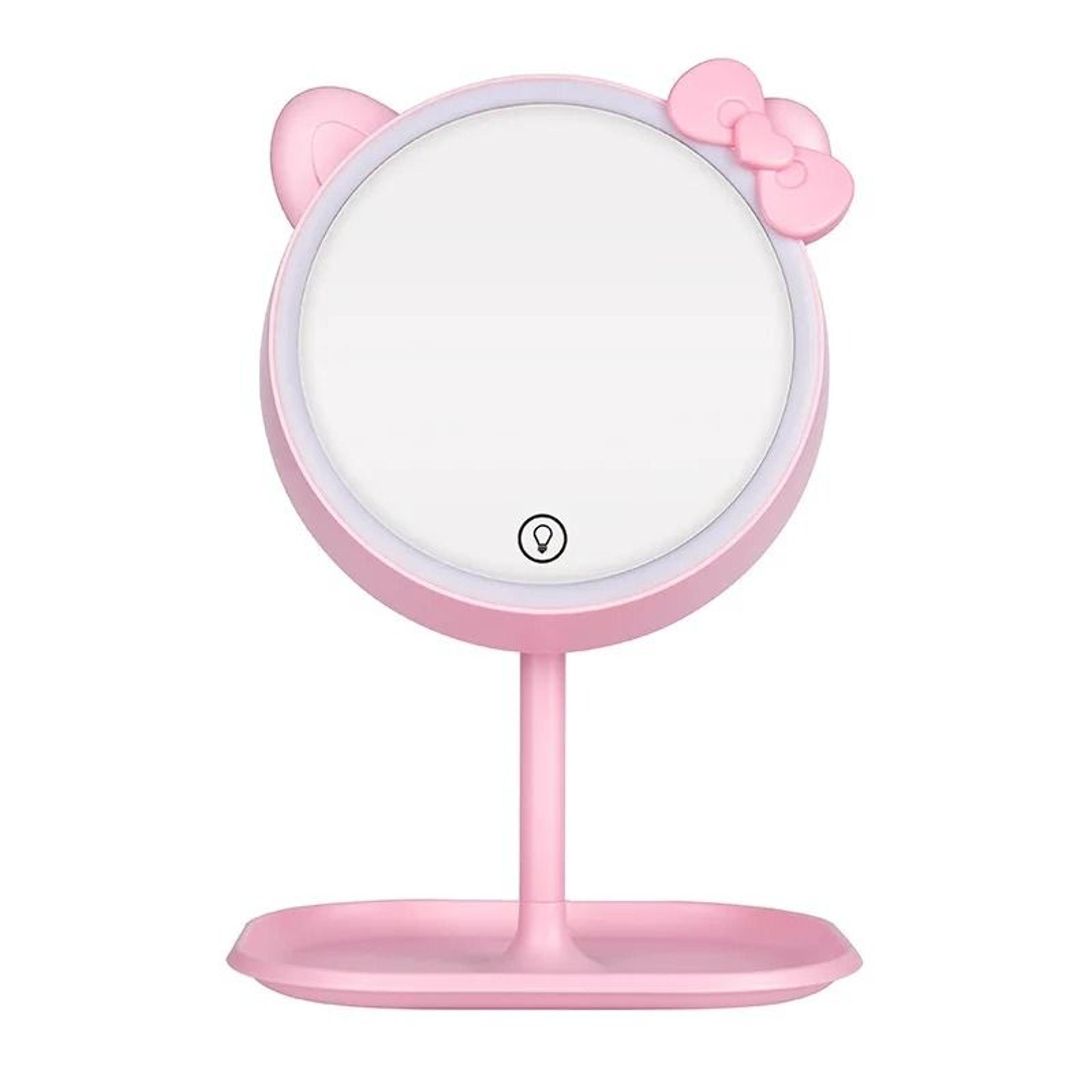 Pink Cat LED Desktop Makeup Mirror With TouchScreen Light Adjustment 7
