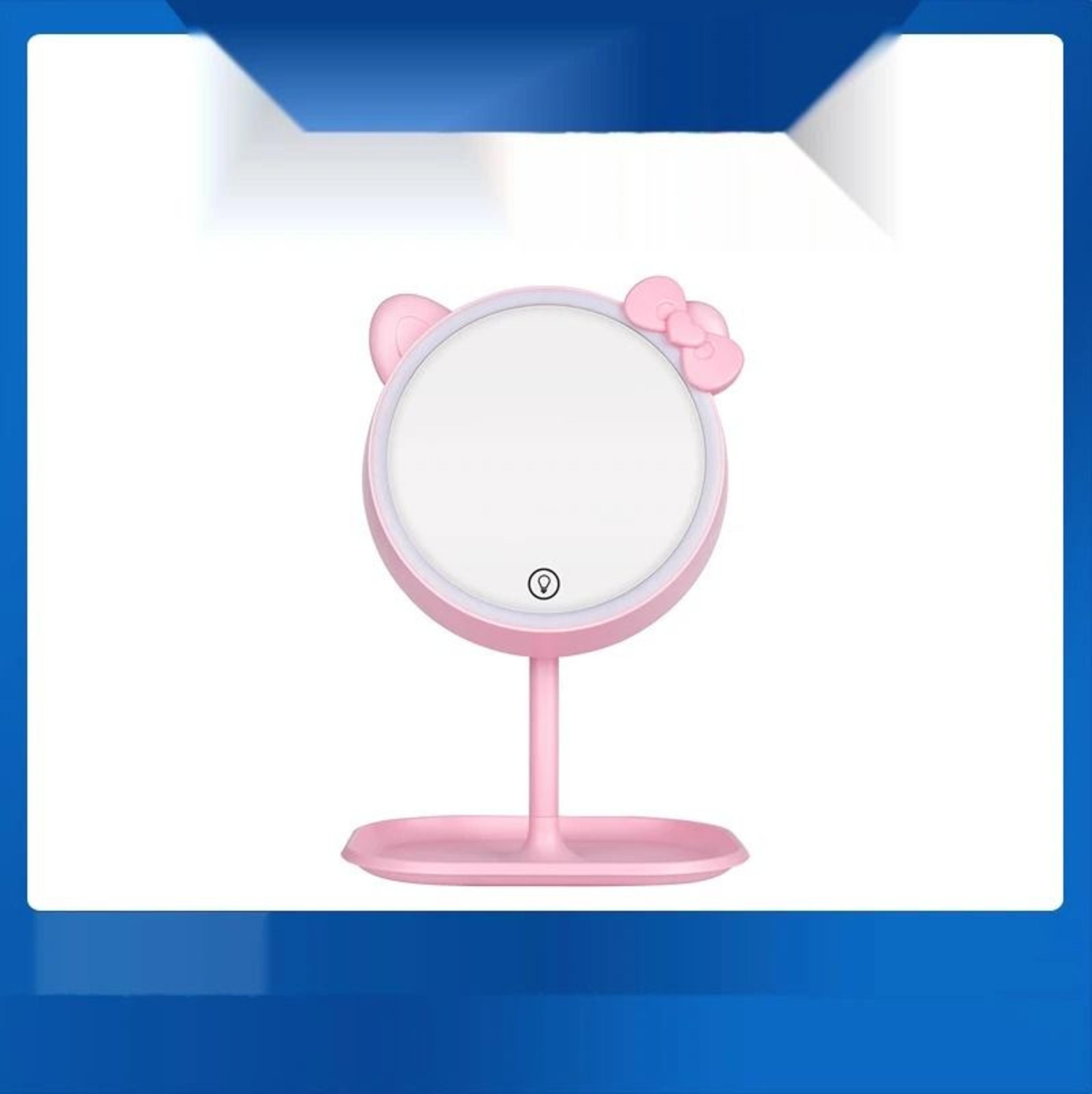Pink Cat LED Desktop Makeup Mirror With TouchScreen Light Adjustment 2