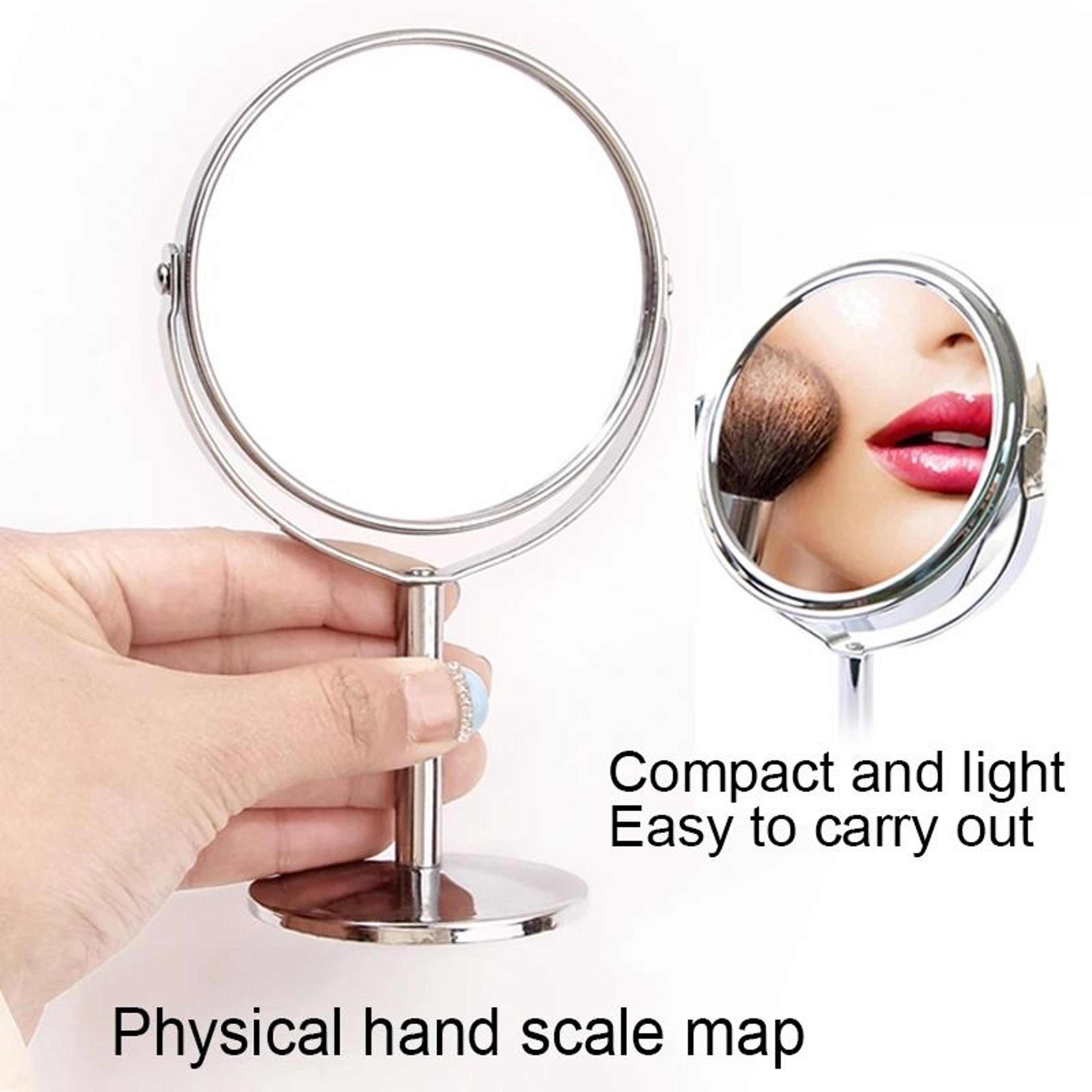 Large Silver DoubleSided Tabletop Makeup Mirror With 360 Swivel Rotation 3