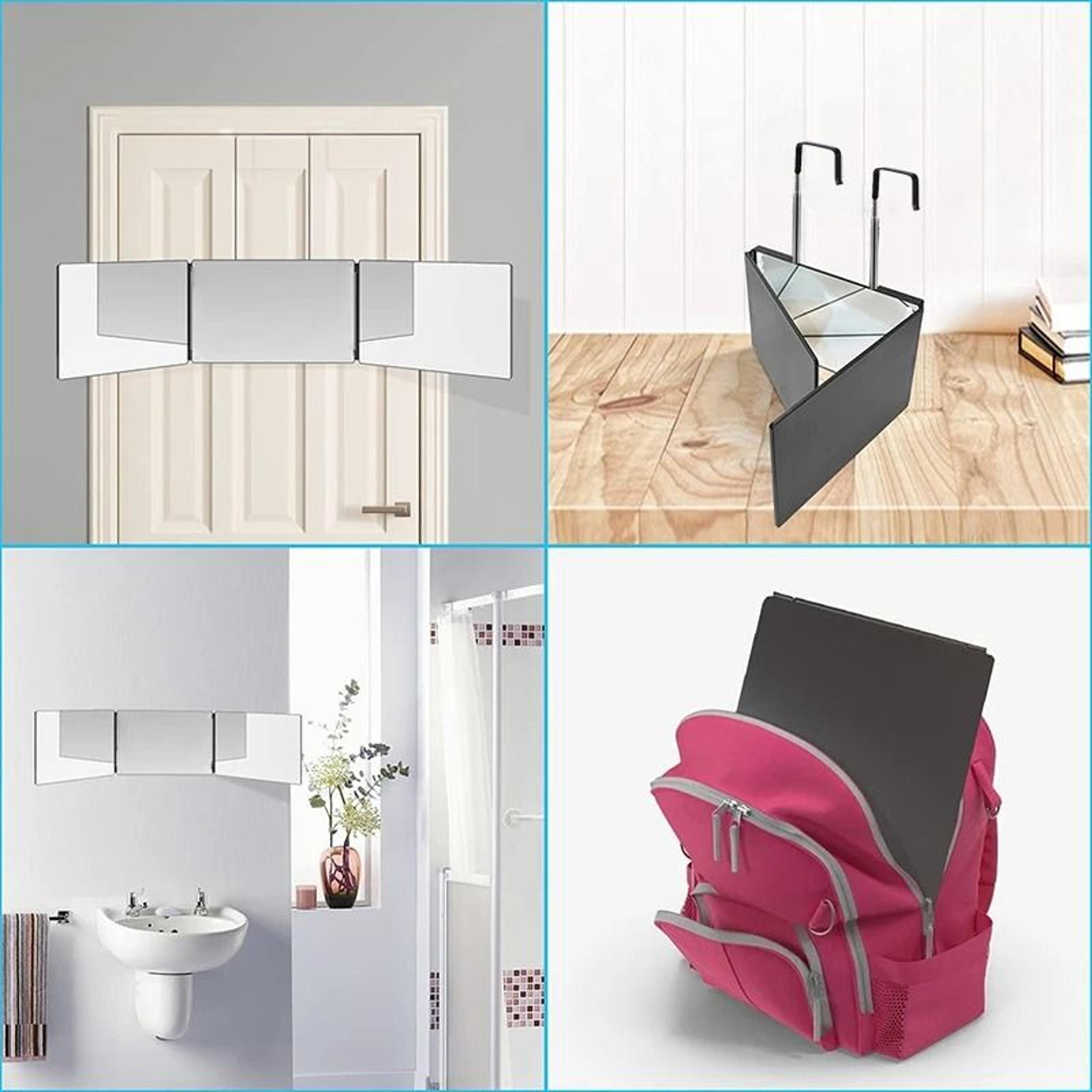 Travel 360 Trifold Vanity Mirror With Telescoping Hooks 5