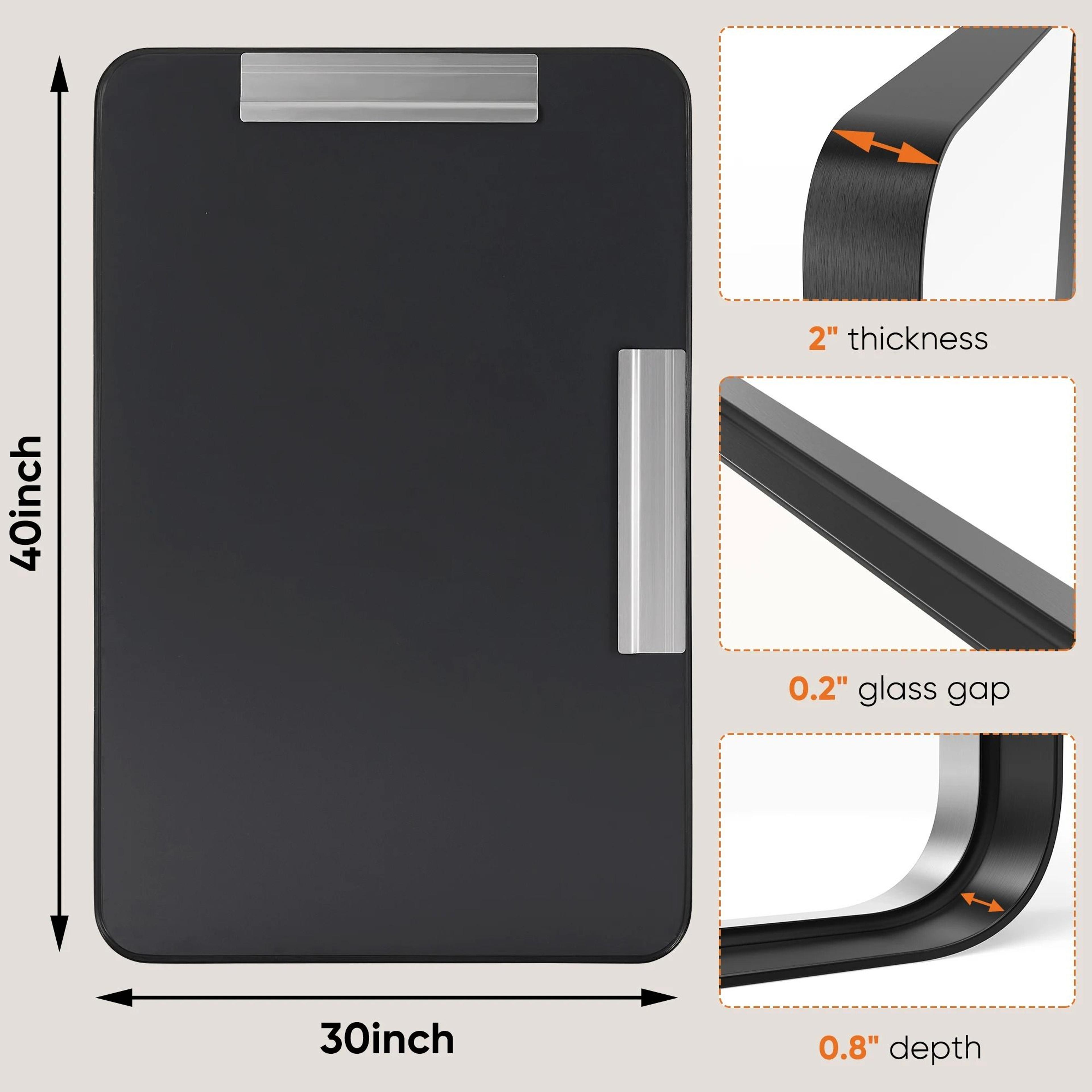 JHK Matte Metal Framed Rectangle Rounded Corner Bathroom Wall Mirror 8