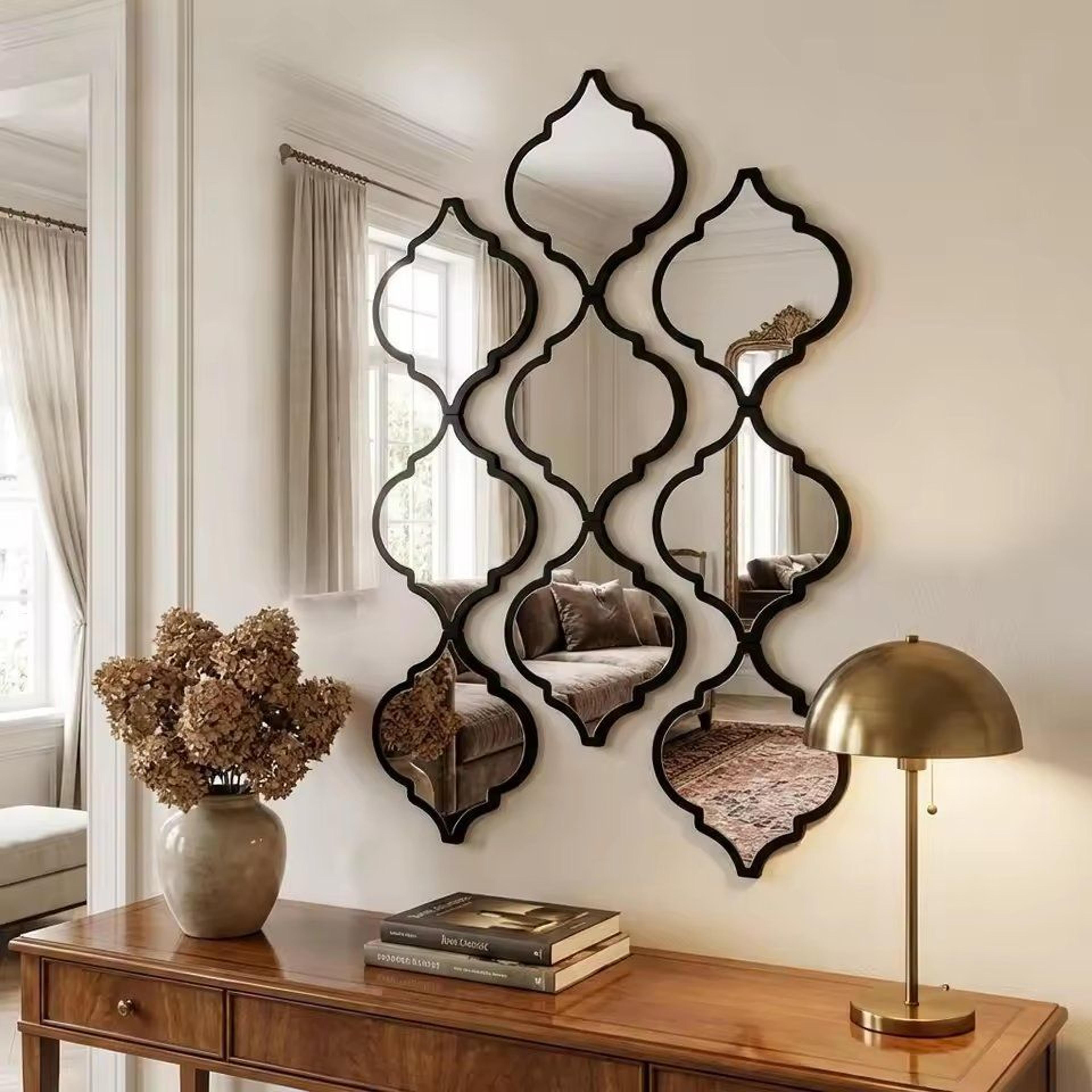 12Piece Large Moroccan Wall Mirror Set With Decorative Frames For Living Room  Bathroom 6