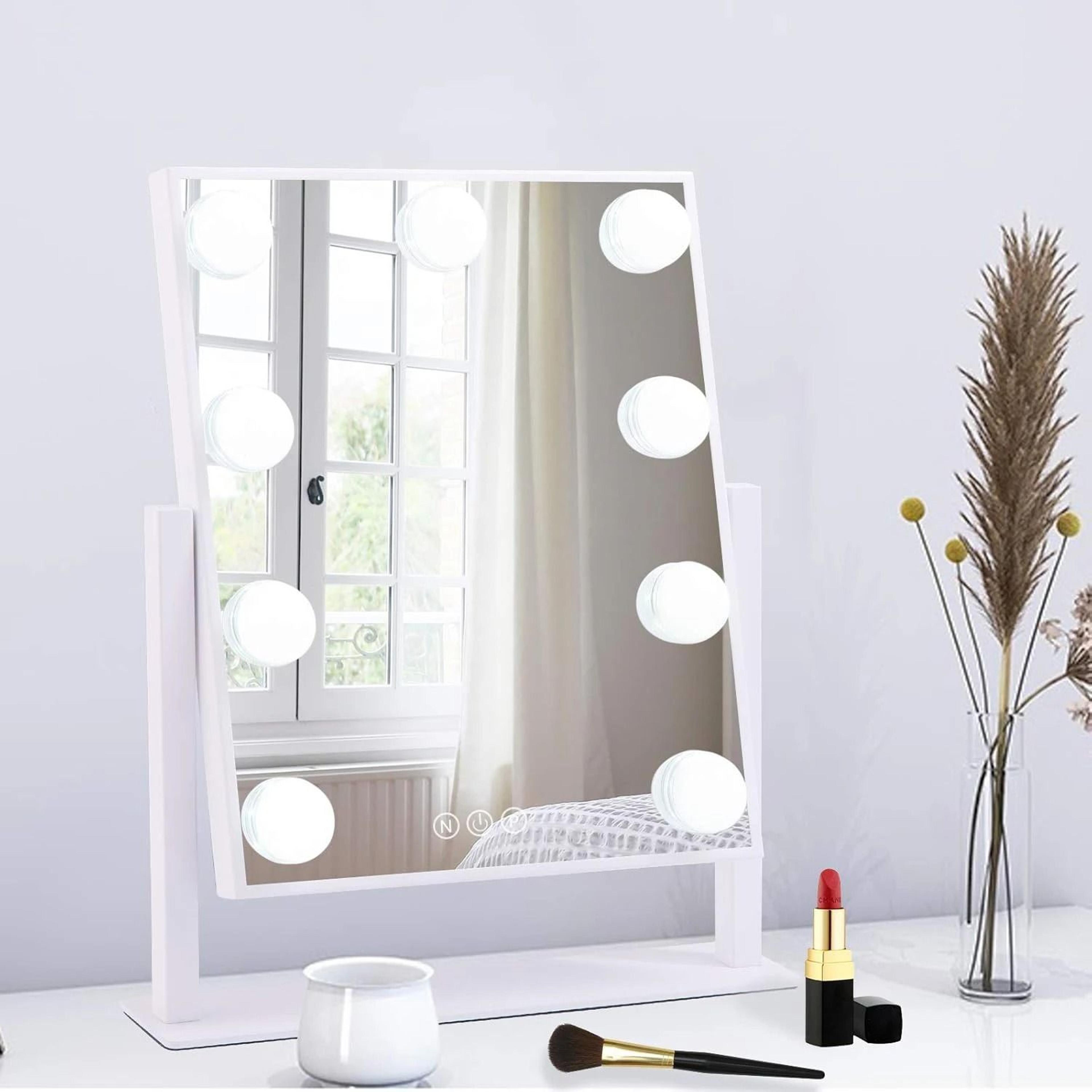 hollywood vanity mirror with 9 led bulbs & 360° rotation for dressing room
