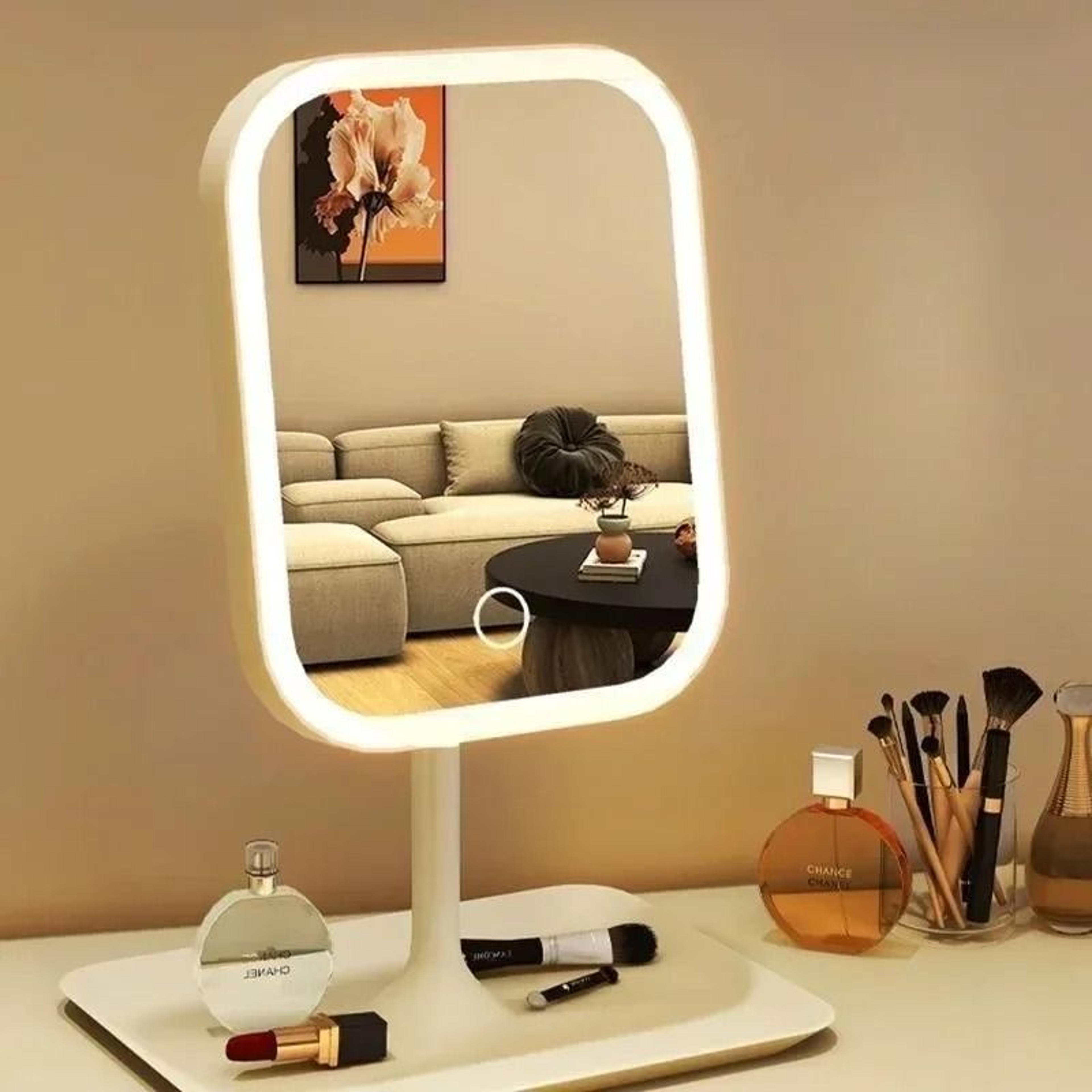 Small LED Touch Screen Vanity Mirror With 3 Adjustable Color Lights 3