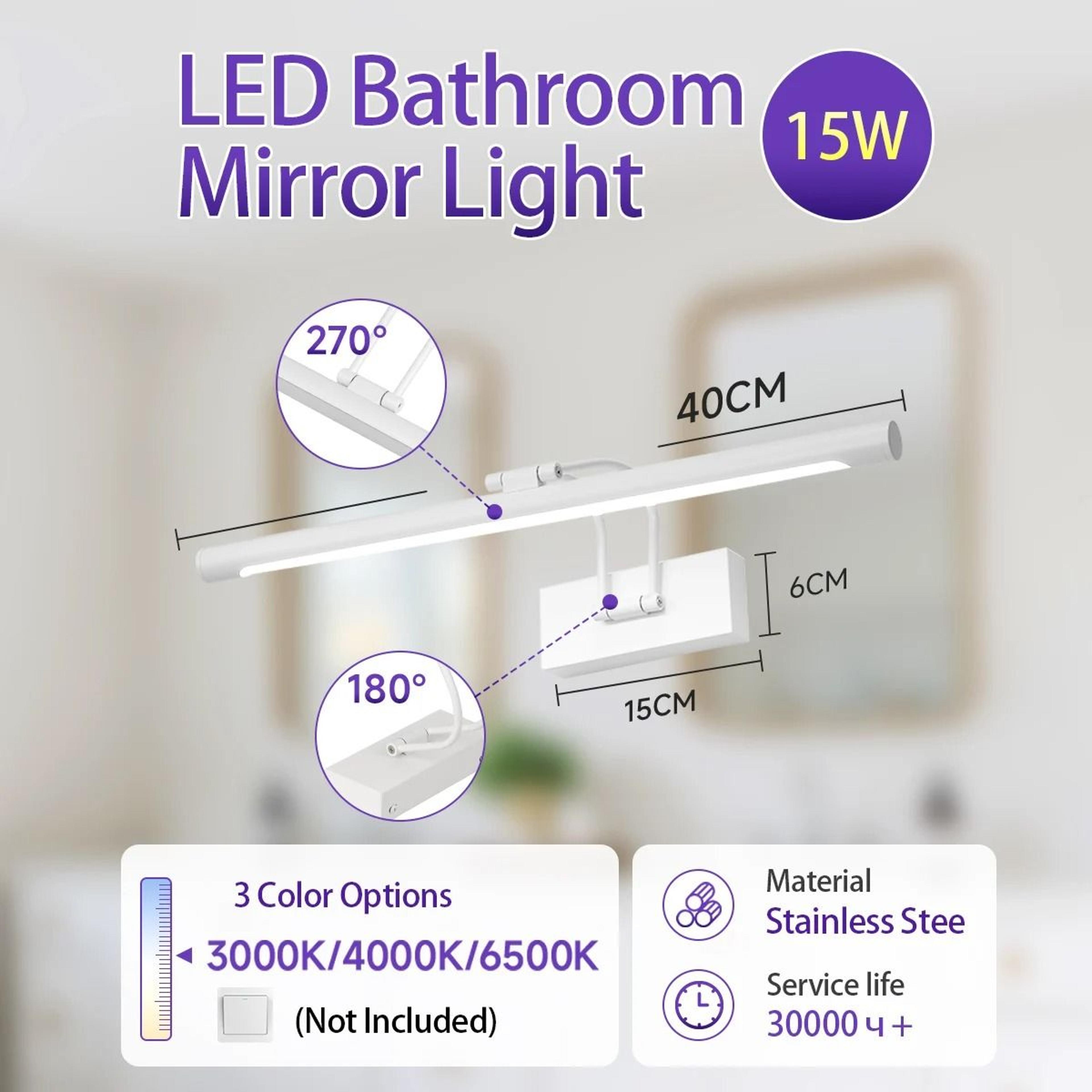 Tricolor Adjustable LED Mirror Front Light With Memory Function 11