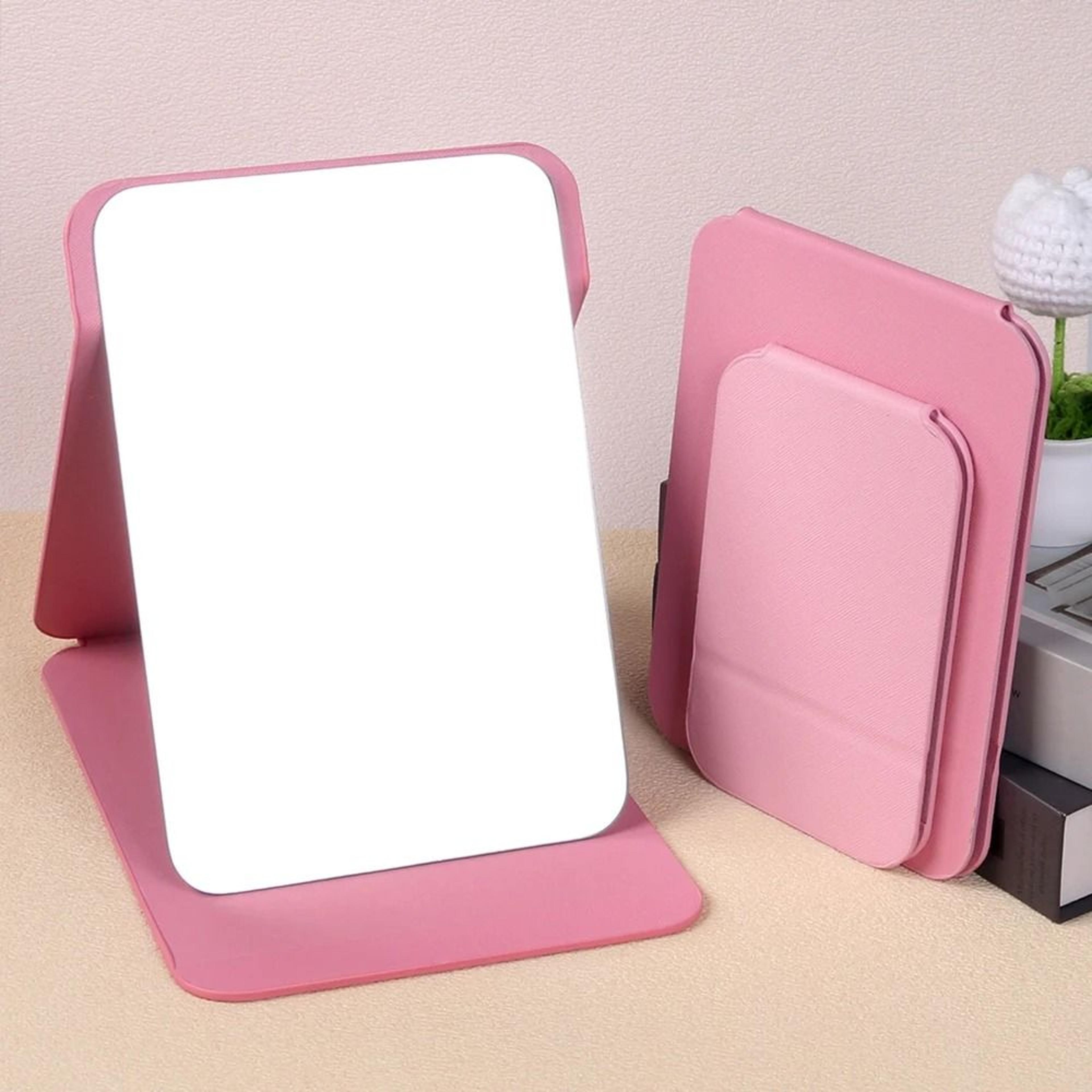 Desktop Foldable PU Leather Makeup Mirror With Tulip Pattern 2