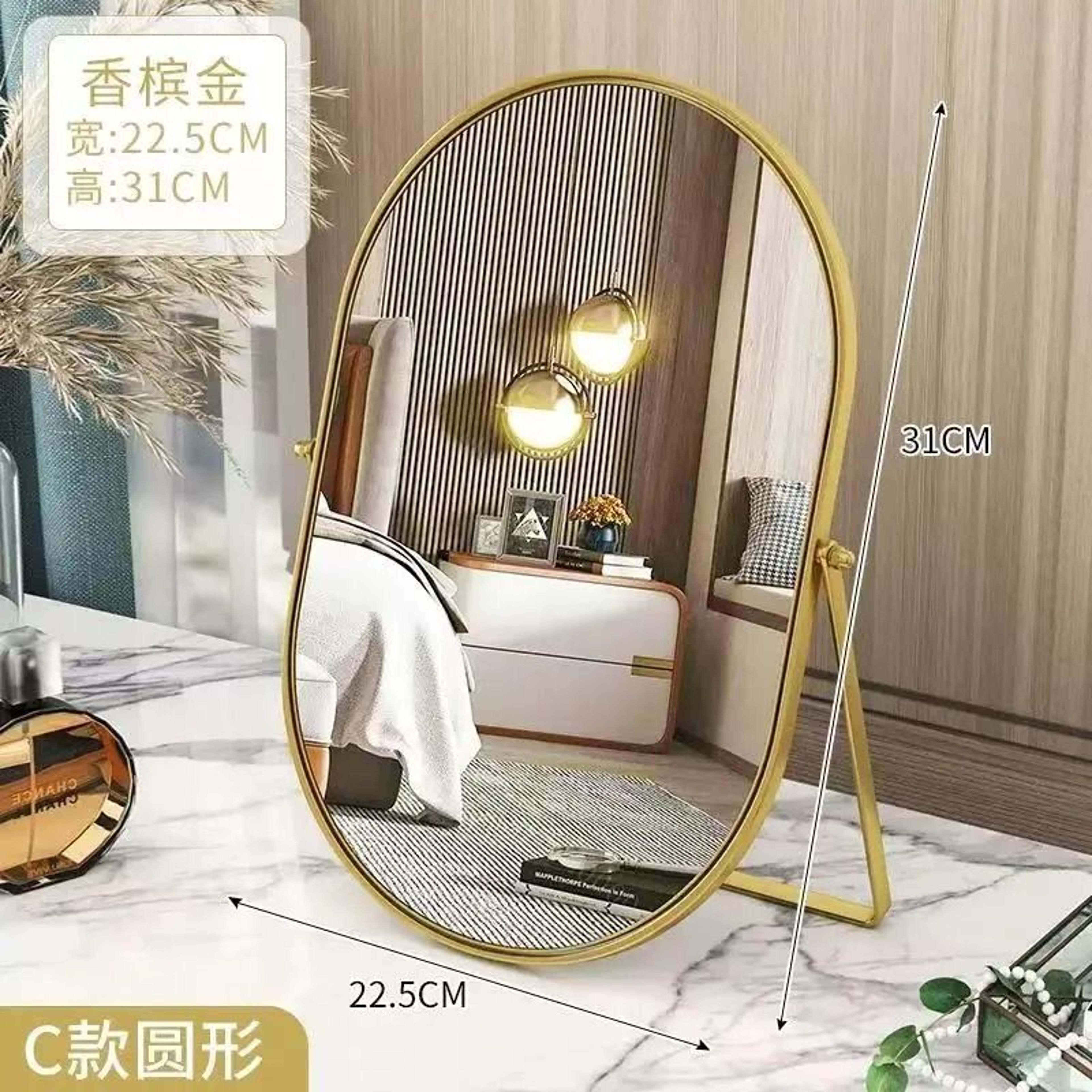 HighEnd Luxury Oval Rotating Metal Tabletop  Wall Vanity Mirror 7