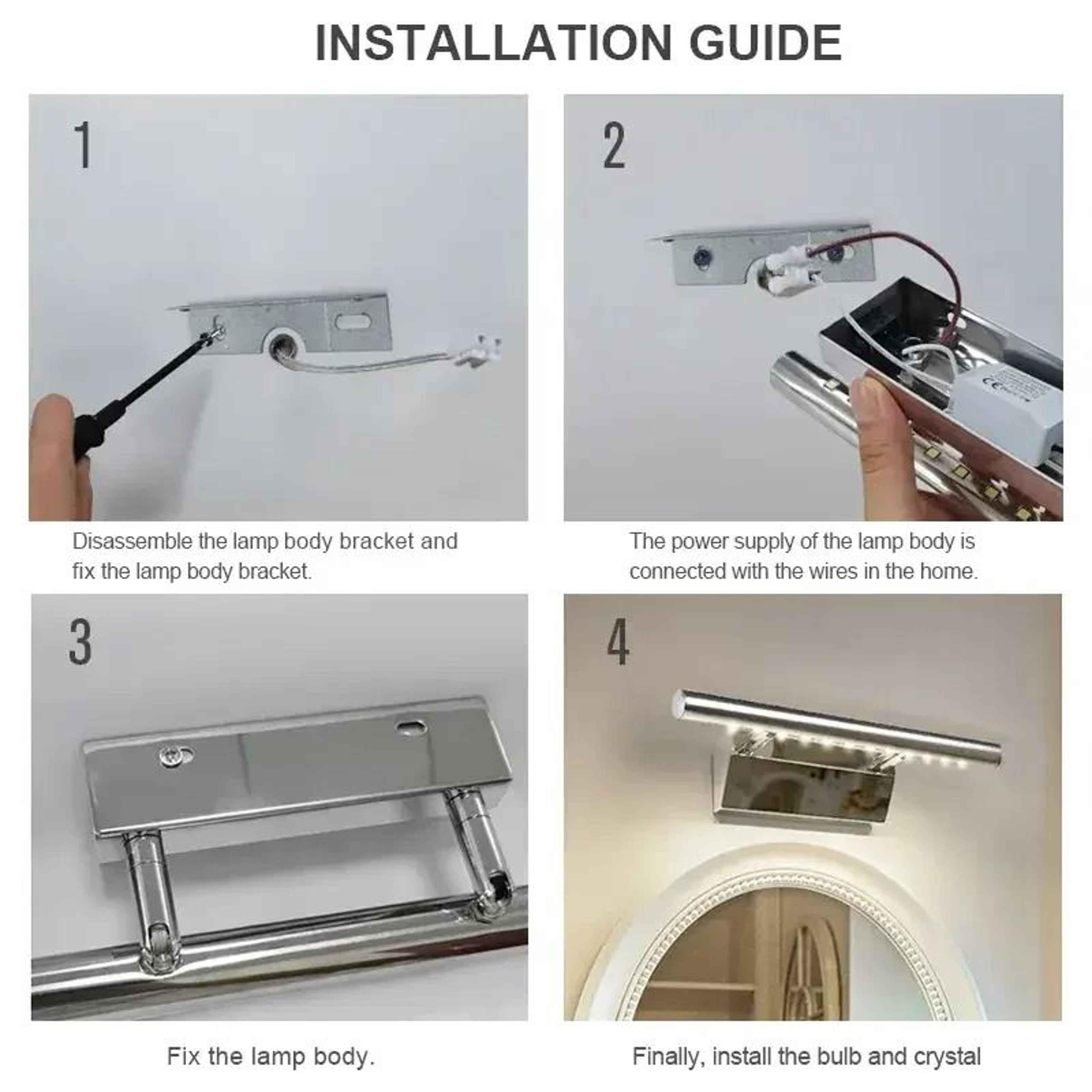 25CM Stainless Steel LED Bathroom Mirror Wall Light  Luxury Sconce 4