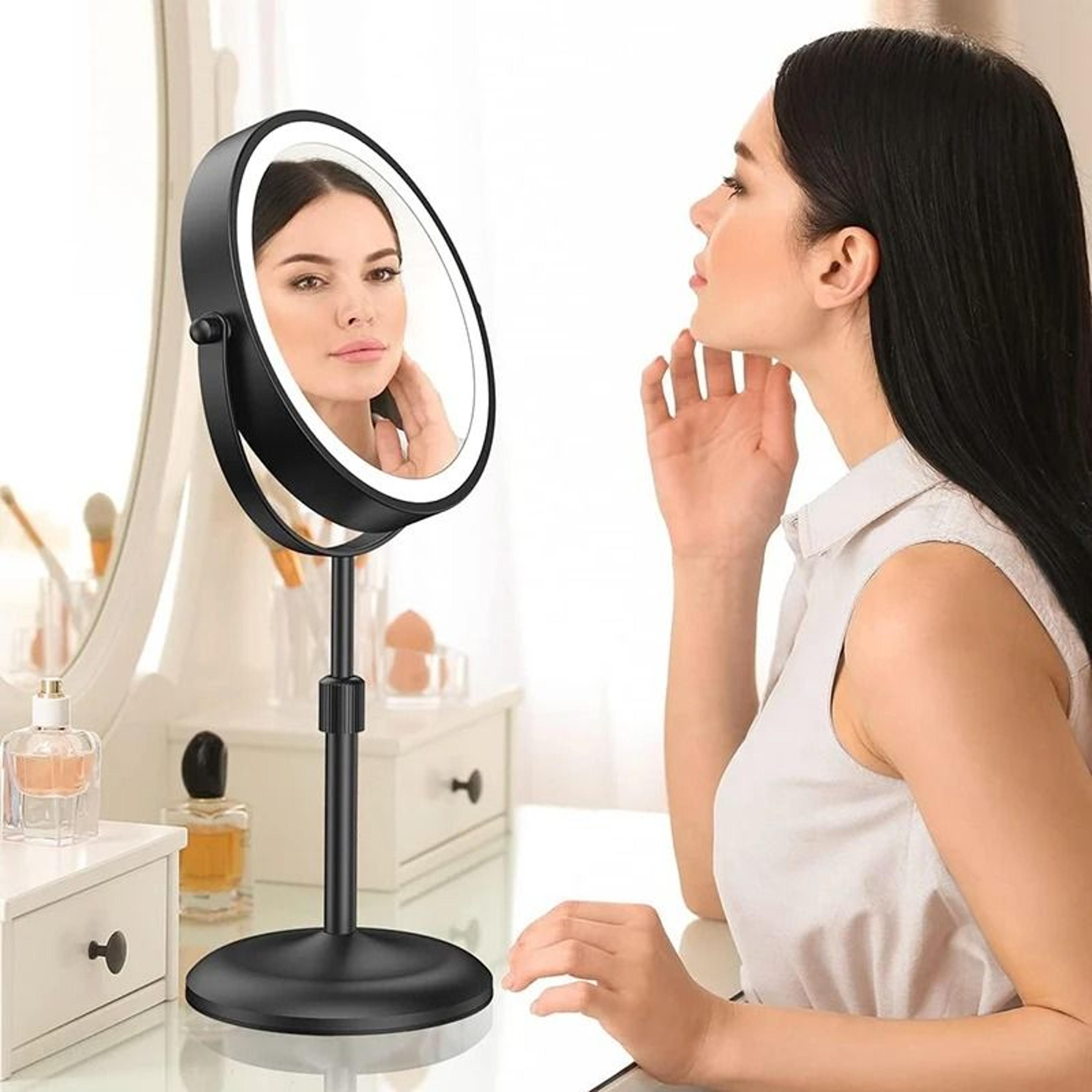 8-inch double-sided 10x magnifying desktop vanity & cosmetic mirror (360° swivel)