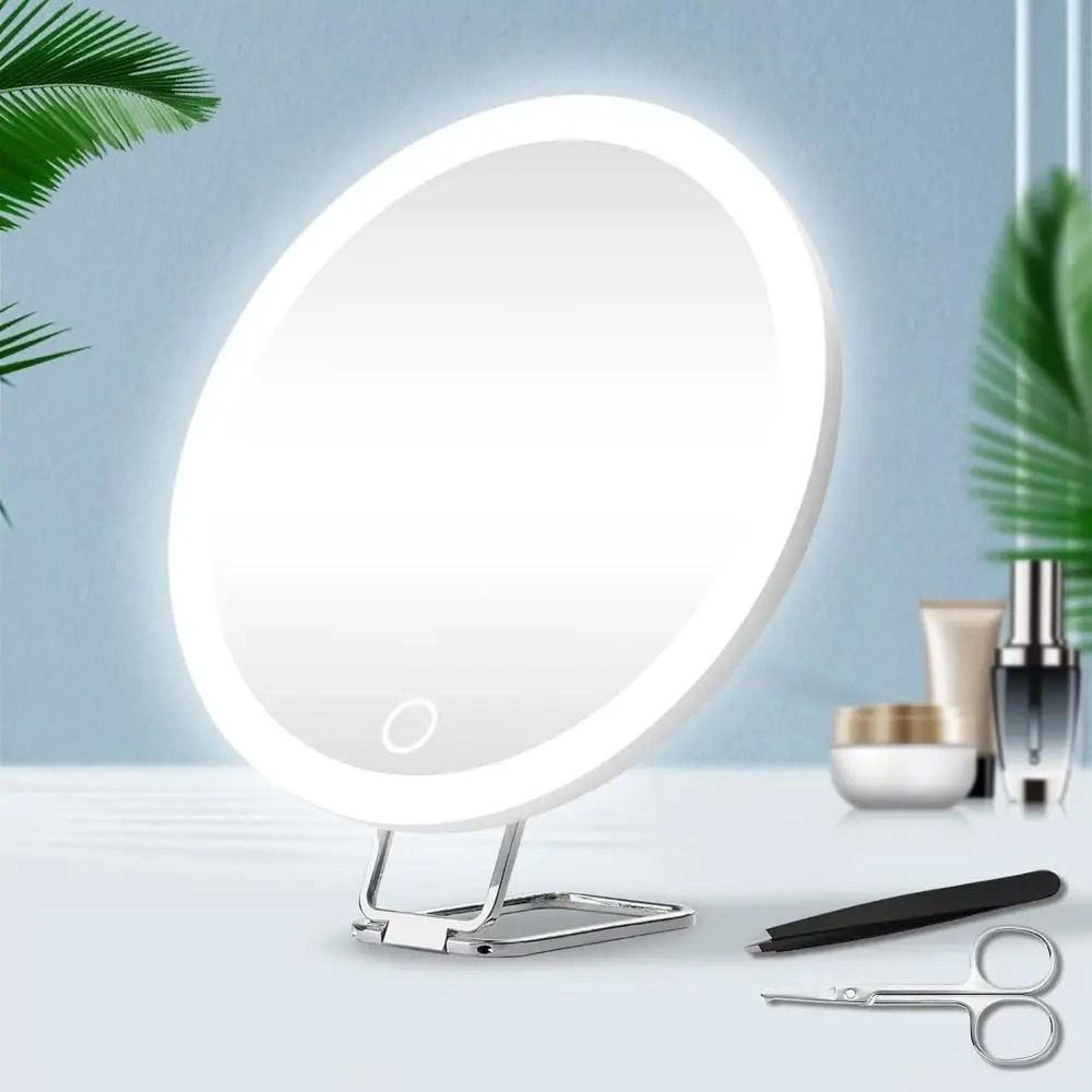 360 Adjustable Foldable LED Makeup Mirror With 3Color Light  Wall Mount 4