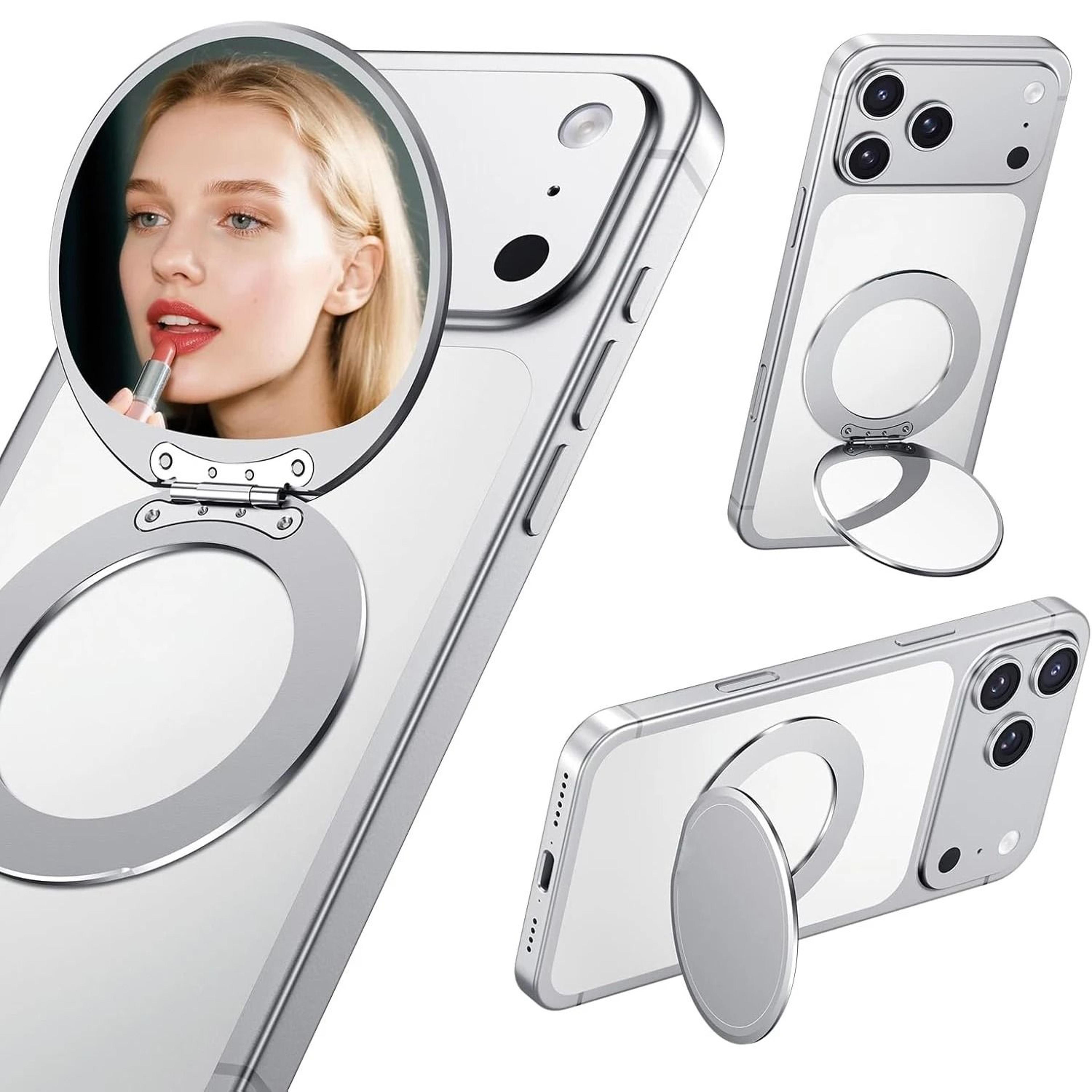 magnetic selfie & makeup phone mirror with adjustable metal kickstand