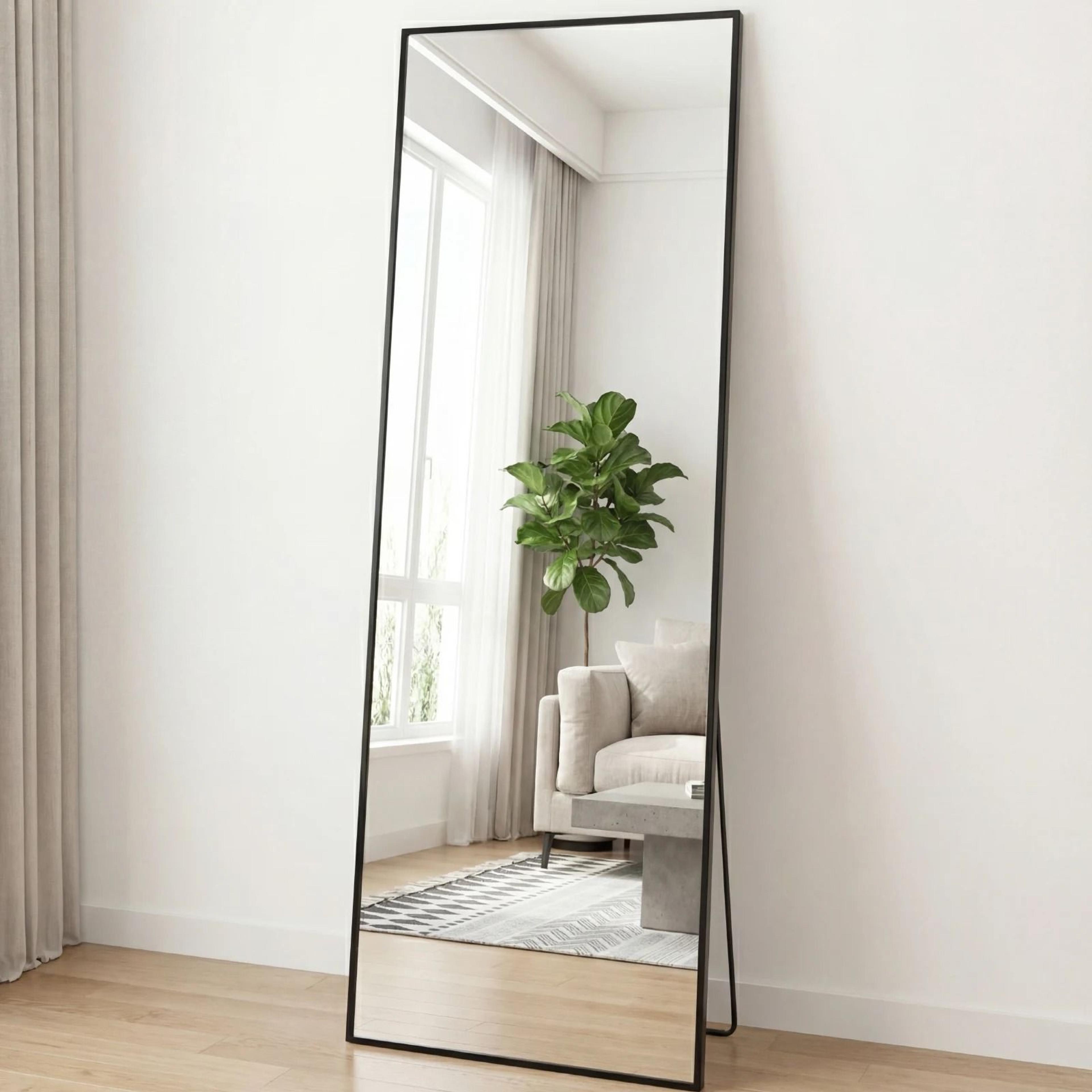 58"x19" full length floor & wall-mounted mirror with aluminum alloy frame