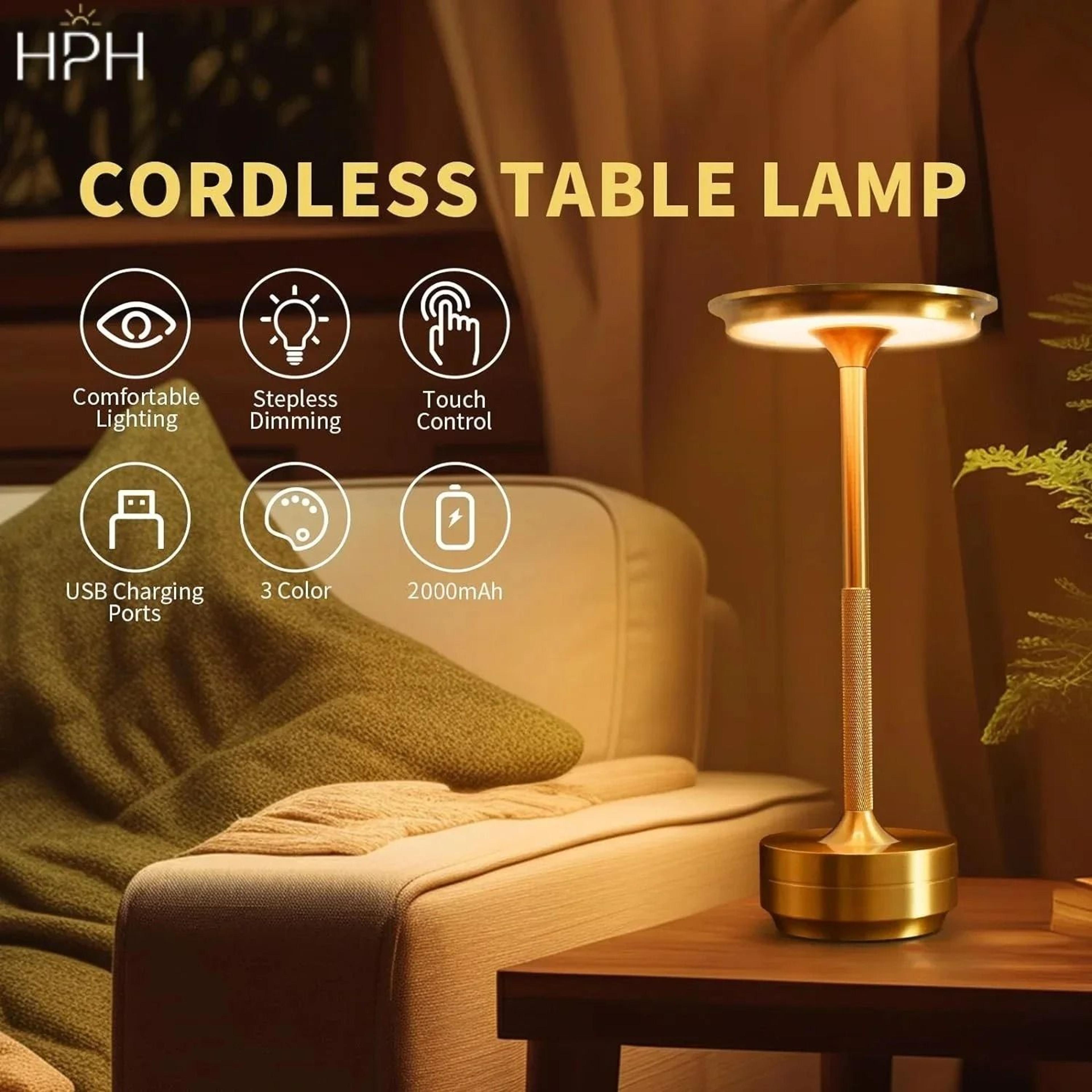 Classic Retro Wireless Dimmable LED Touch Table Lamp With Rechargeable Battery 0