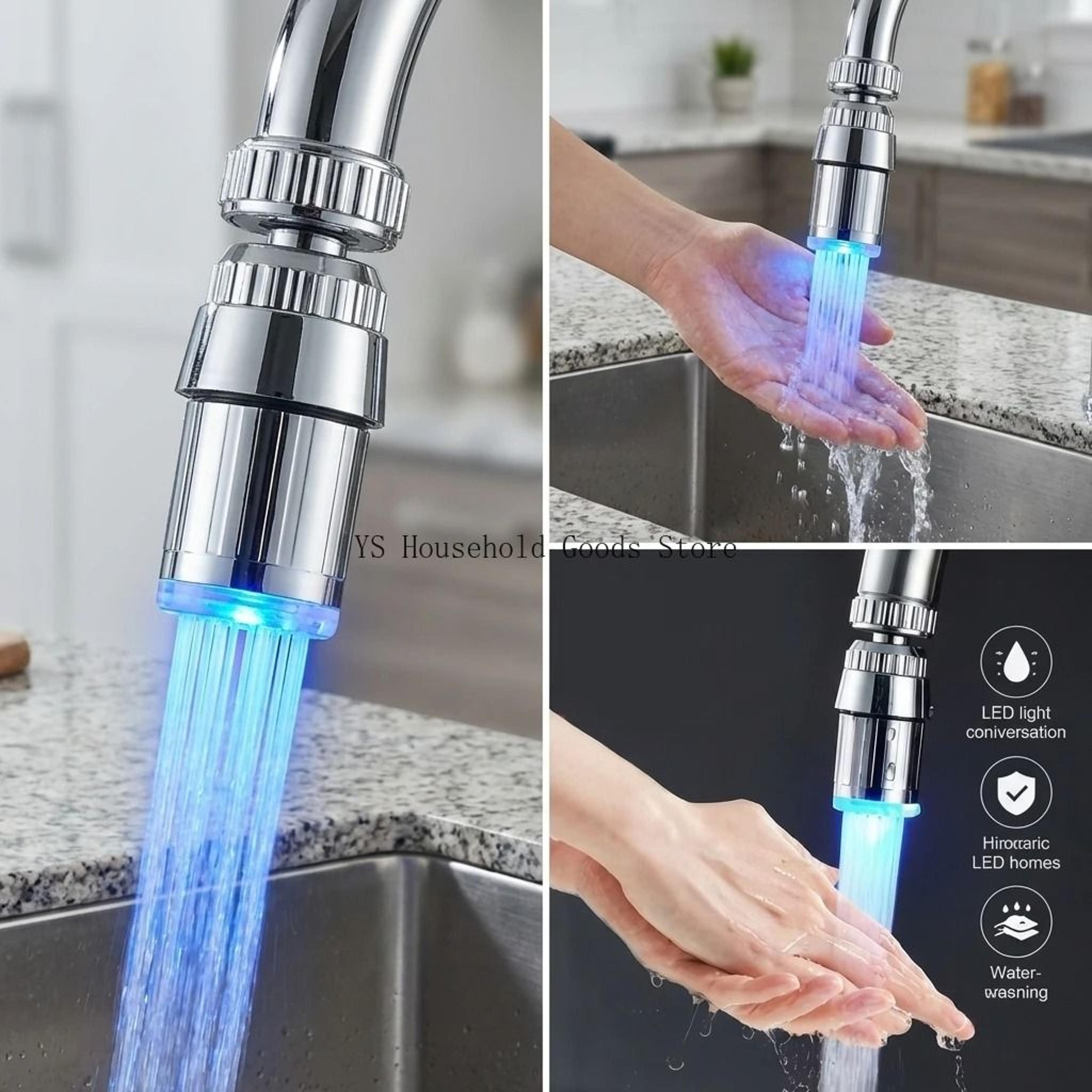 360 Rotatable TemperatureSensitive LED Faucet Light  Aerator Nozzle 0