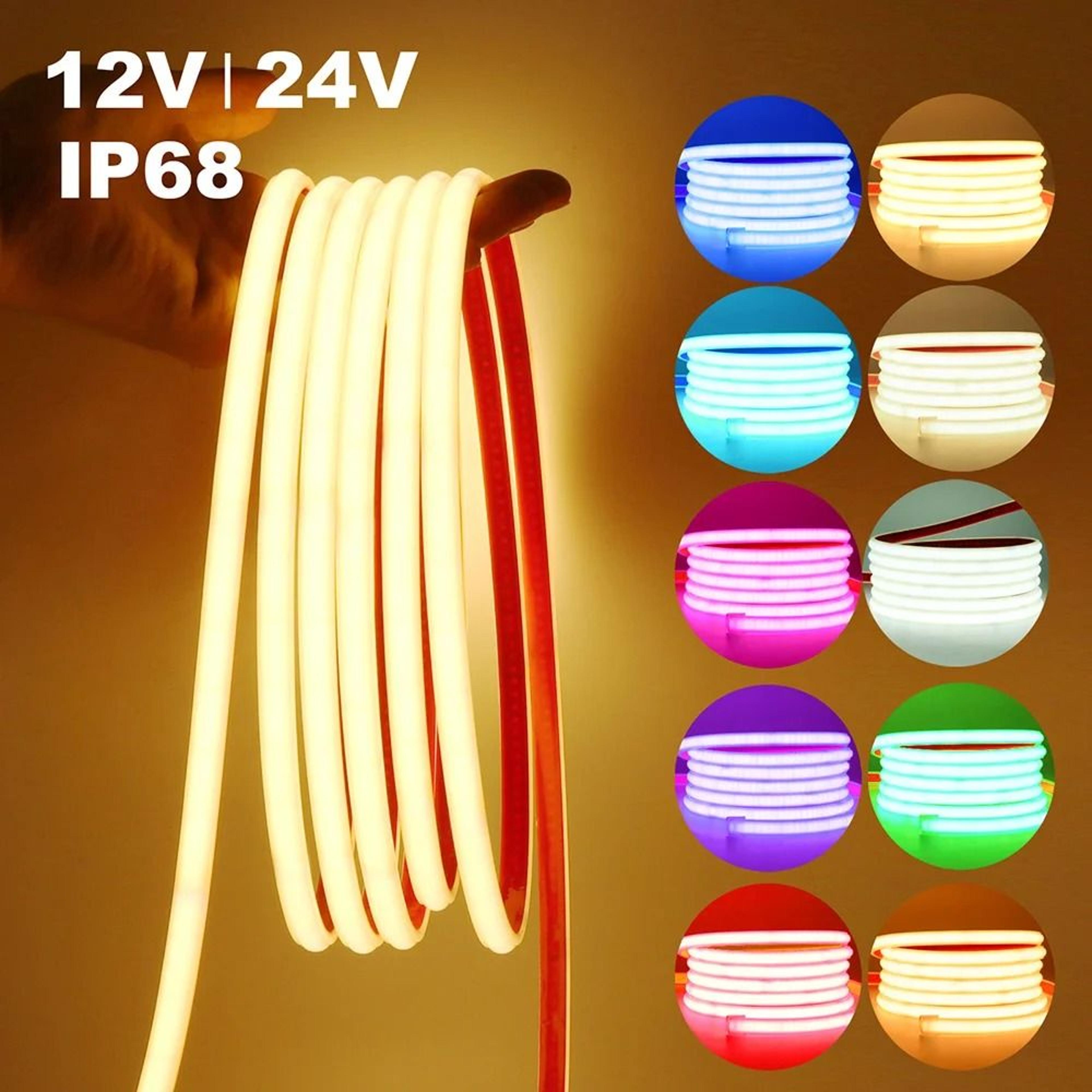 ip68 waterproof flexible led neon strip light tape (12v/24v high-density milky tube)