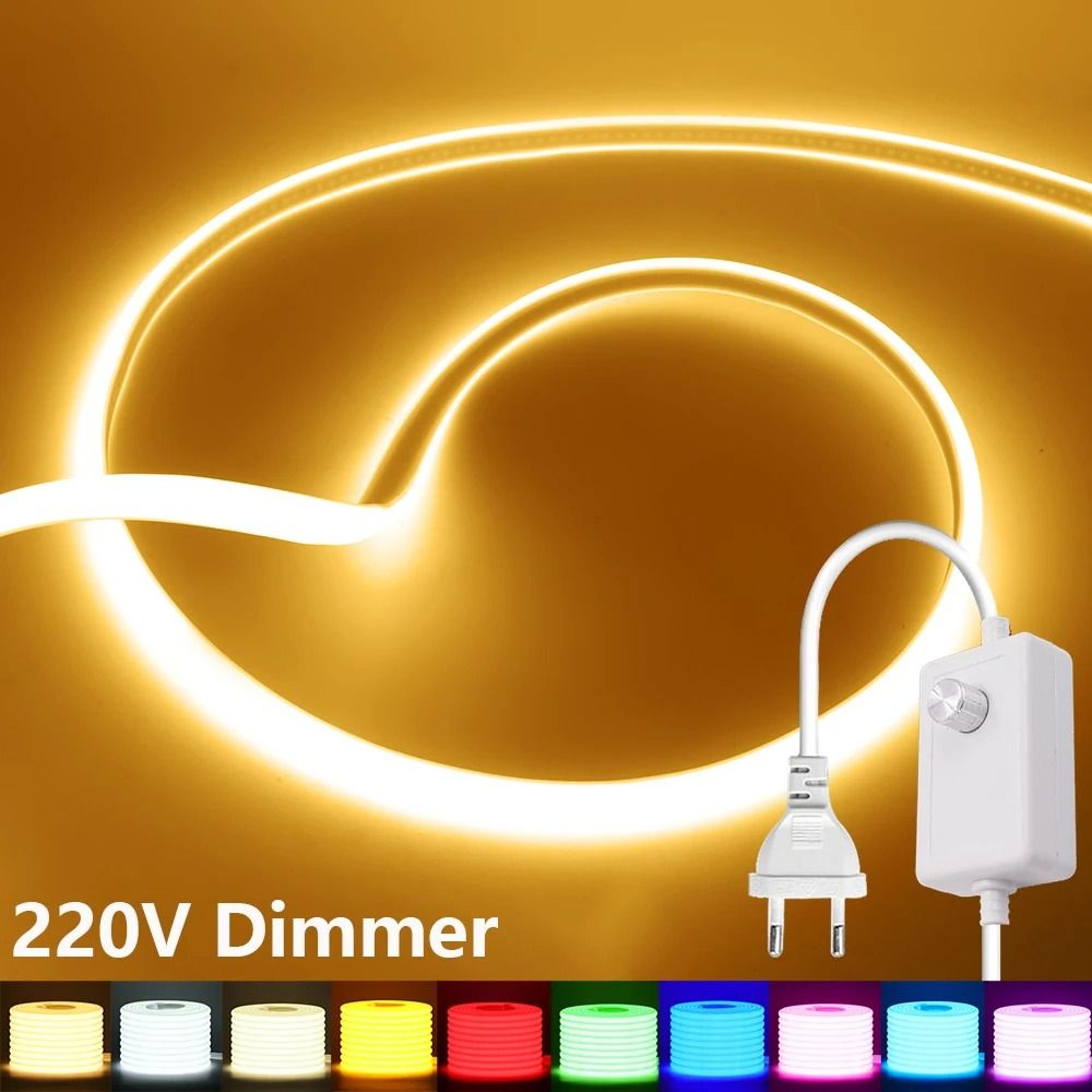 220V HighDensity COB LED Light Strip Kit With Inline Dimmer Switch  EU Plug 0
