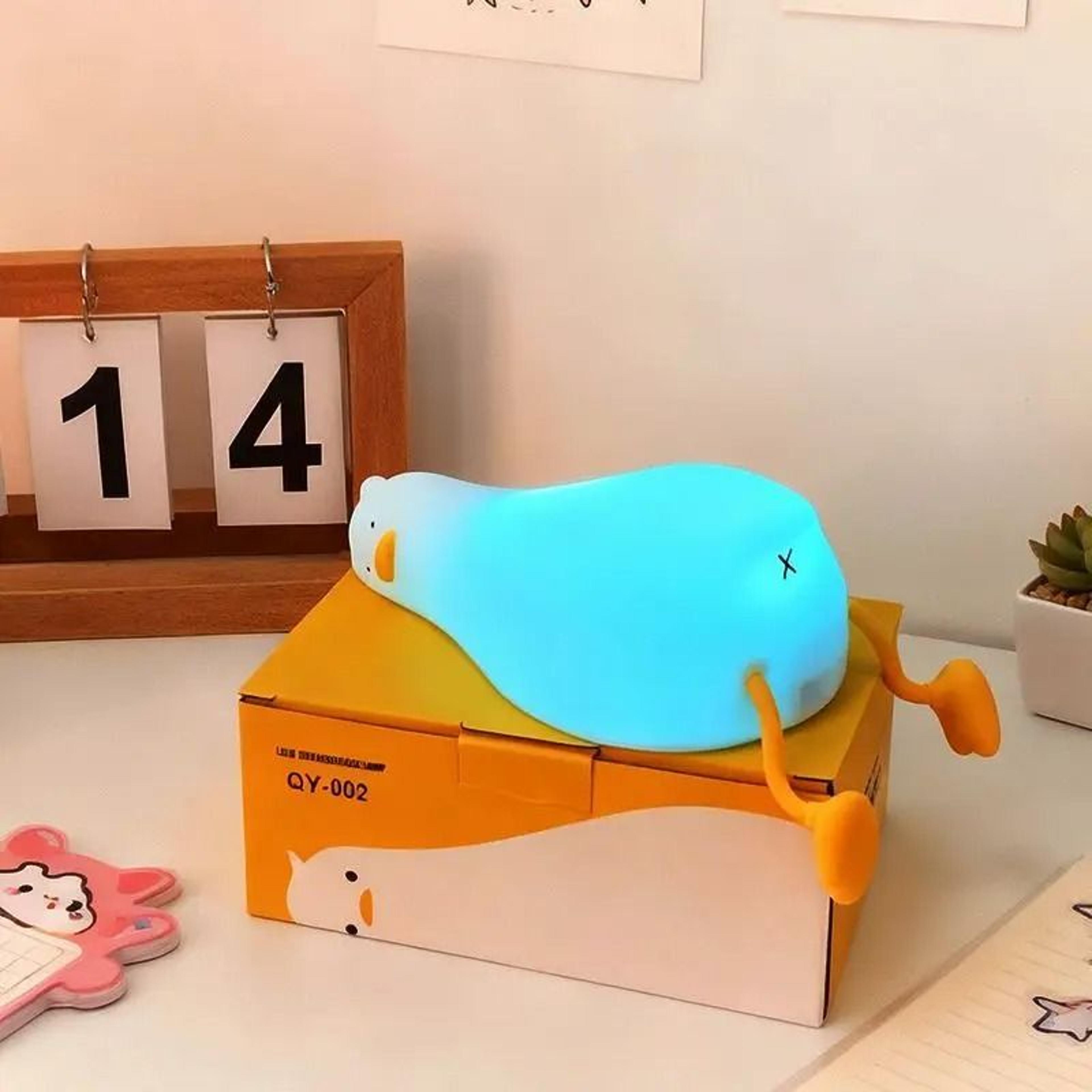 Cute Rechargeable Squishy Duck LED Night Light  Touch Silicone Bedside Lamp 0